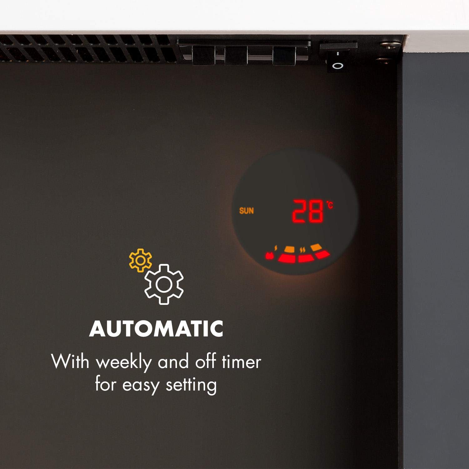 Klarstein 2000W Built-in Electric Fireplace with LED Flame Effect, Remote Control, Timer & Temperature Control - Perfect for Living Room, Bedroom & Office Heating