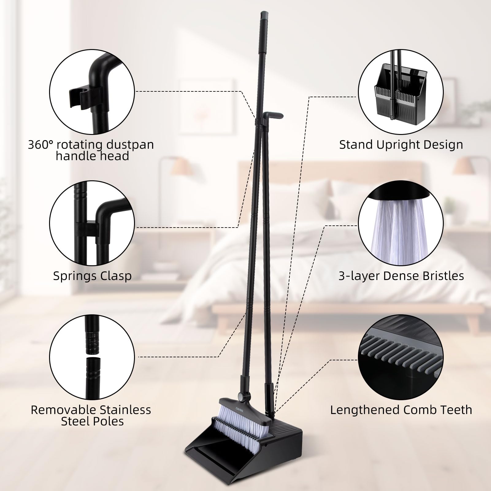 Upgraded Broom and Dustpan Set - 50