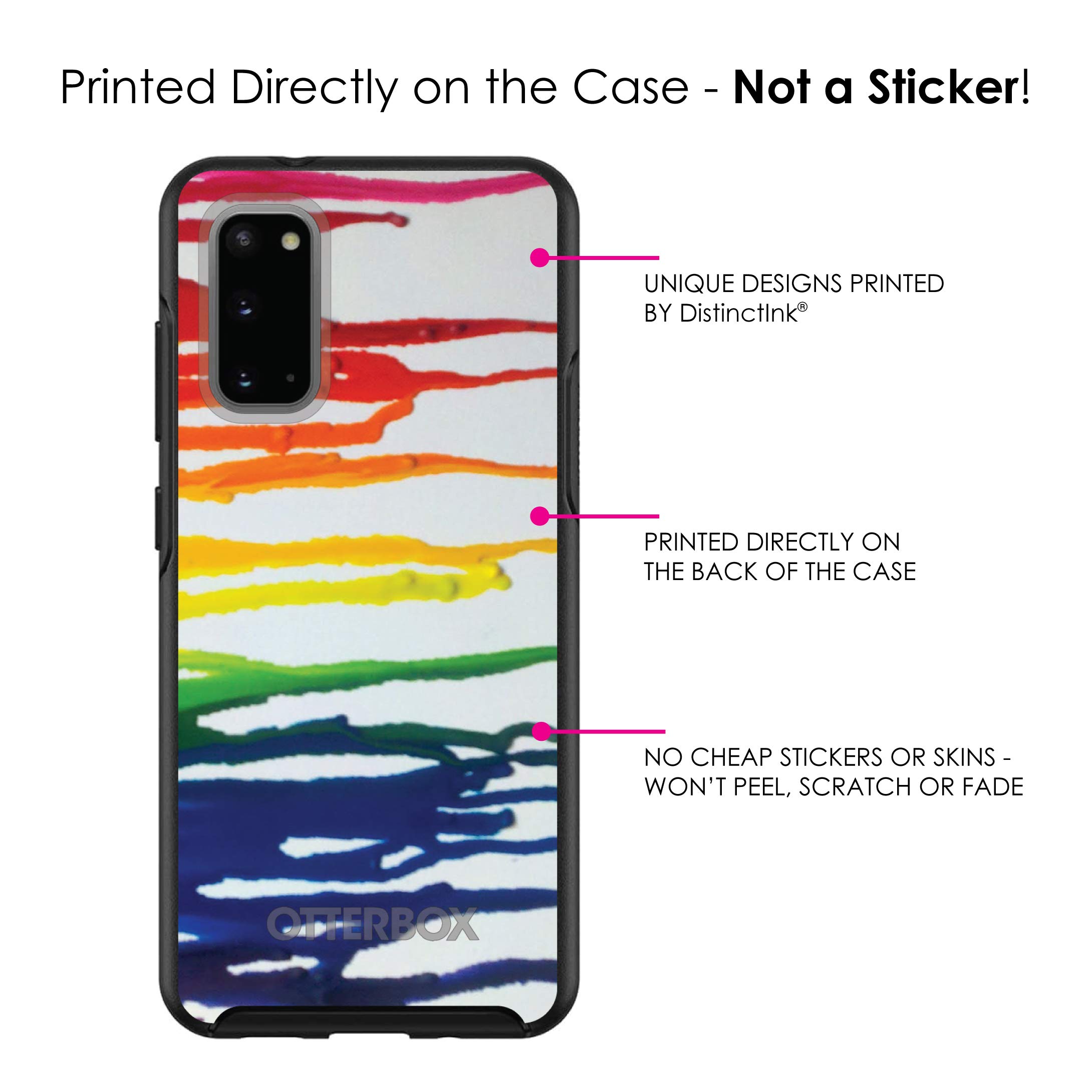 DistinctInk Samsung Galaxy S20 Ultra / S20 Ultra 5G Case (6.9 Inch) - Rainbow Melted Crayon Design Protective Phone Cover - Durable Replacement for OtterBox Symmetry - Perfect for Artists, Students & Creative Professionals