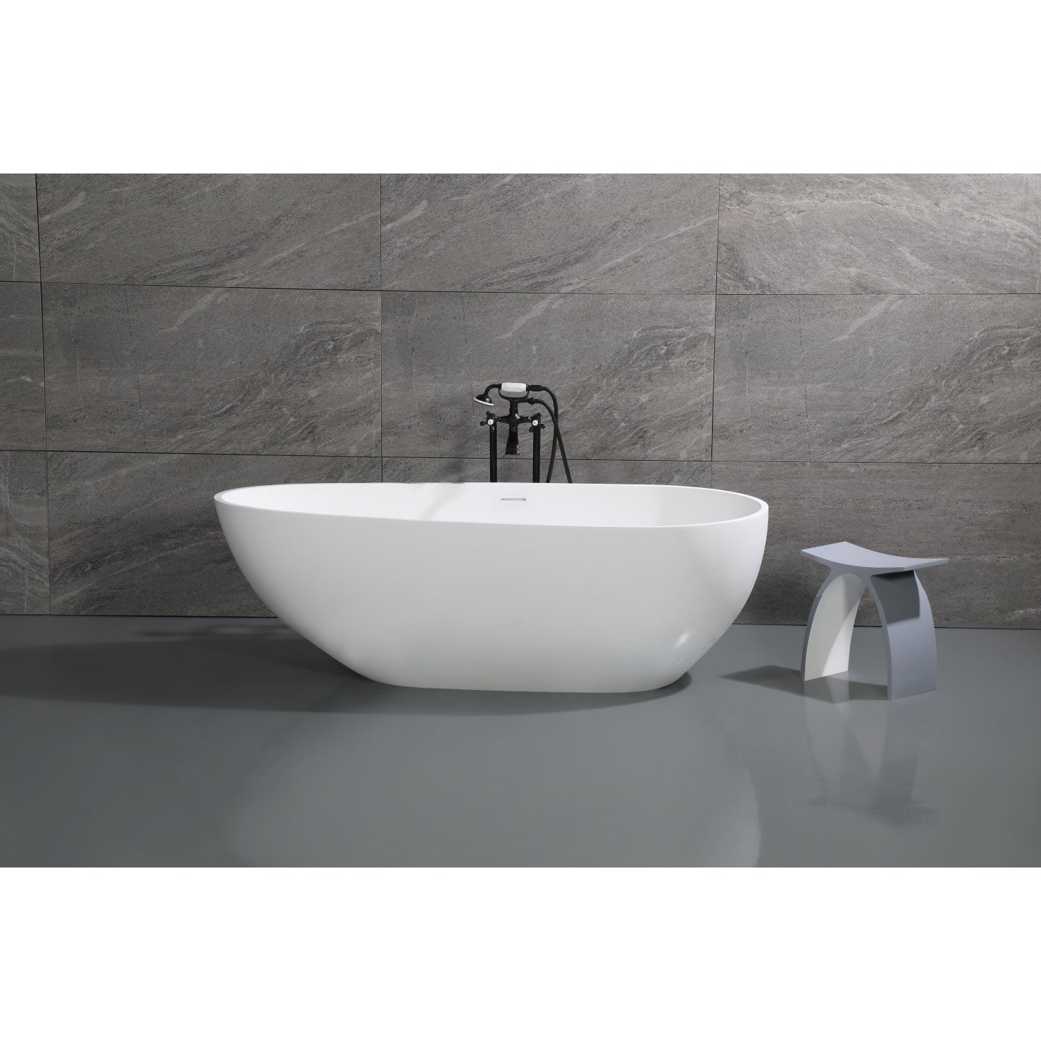 Arcticstone VRTOV713422 72-Inch Freestanding Acrylic Egg-Shaped Bathtub - Double Ended Soaking Tub with Drain - Glossy White & Matte White Finish - Perfect for Modern Bathrooms & Spa Retreats