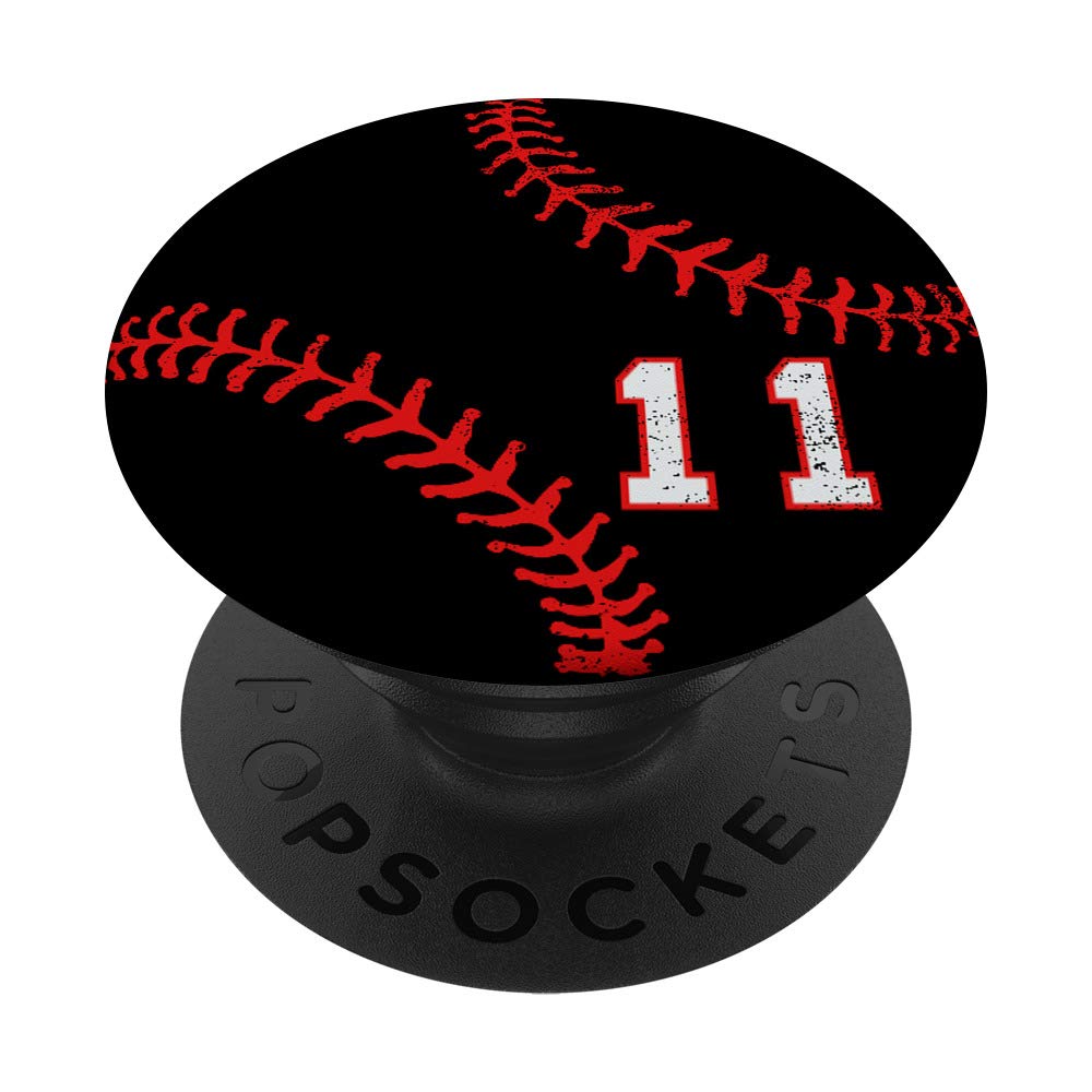 Red and Black Baseball Number 11 Phone Stand - Perfect for Baseball Fans, Office Desk & Home Decor