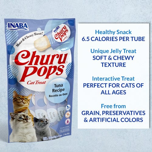 Inaba Churu Pops Tuna Flavor Cat Treats - Grain-Free Soft Puree Snacks for Cats - Perfect for Training, Bonding & Hydration