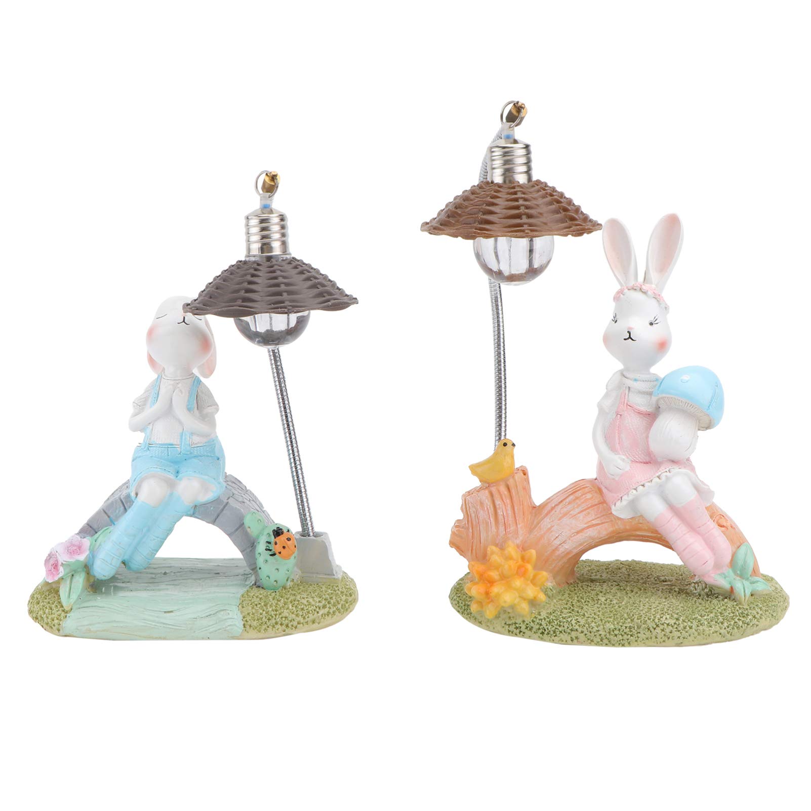 Amosfun 2 Pack Easter Bunny Night Light - Creative Resin Cartoon Sitting Rabbit Figurine, Table Centerpiece for Easter Party Decor, Birthday Gift (24x4.5cm) - Perfect for Home Decor, Nursery Room, Easter Basket Stuffers & Holiday Table Settings