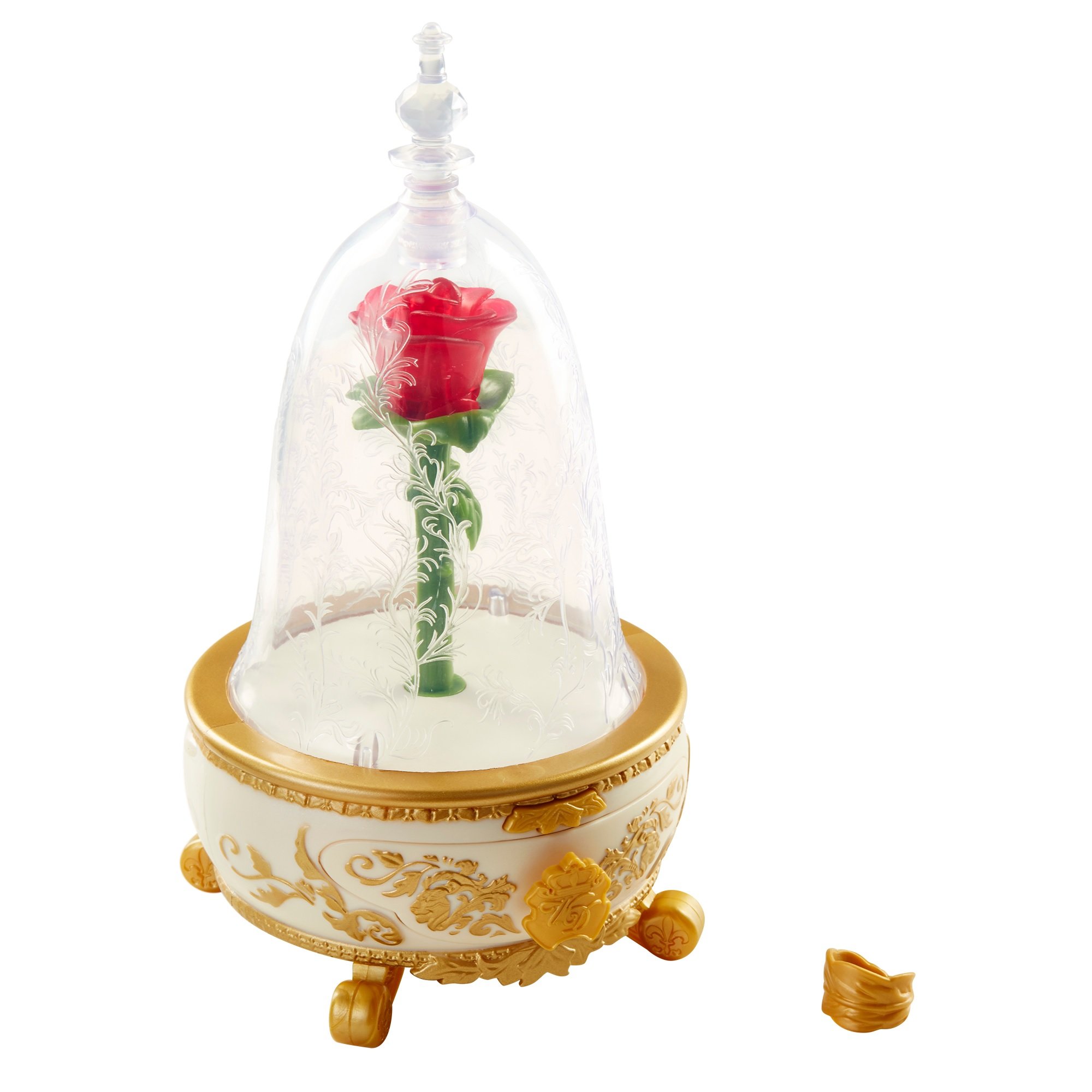 Disney Beauty and The Beast Live Action Enchanted Rose Jewelry Box - Musical Jewelry Storage for Girls, Kids Room Decor, Birthday Gift, Disney Princess Collection (Perfect for Bedroom Decor, Gift Giving, Disney Fans)