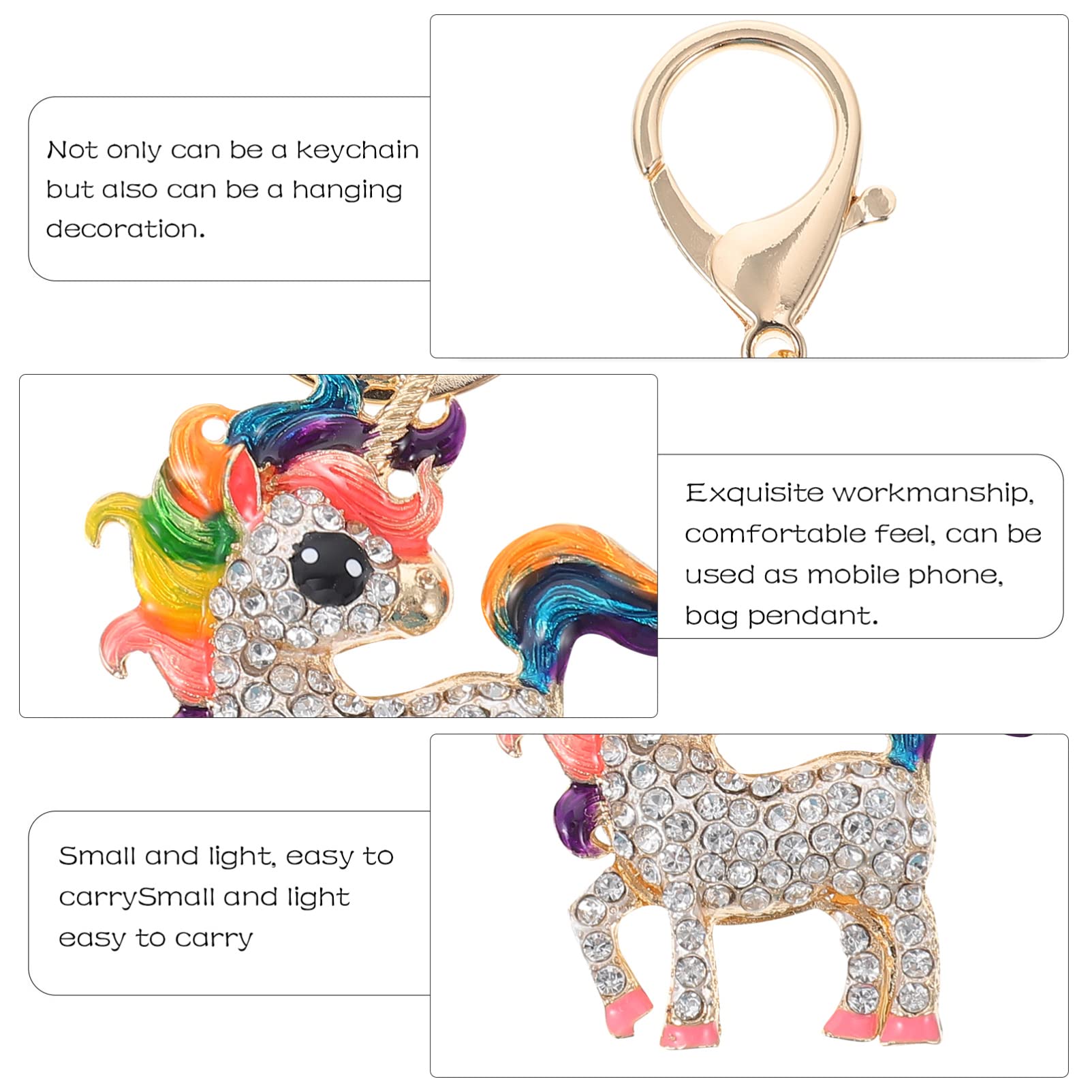 VALICLUD Elegant Unicorn Purse Charms - Sparkling Rhinestone Keychain & Ring Set for Handbags - Perfect Gift for Women & Girls - Great for Accessorizing Bags, Backpacks, or Keys