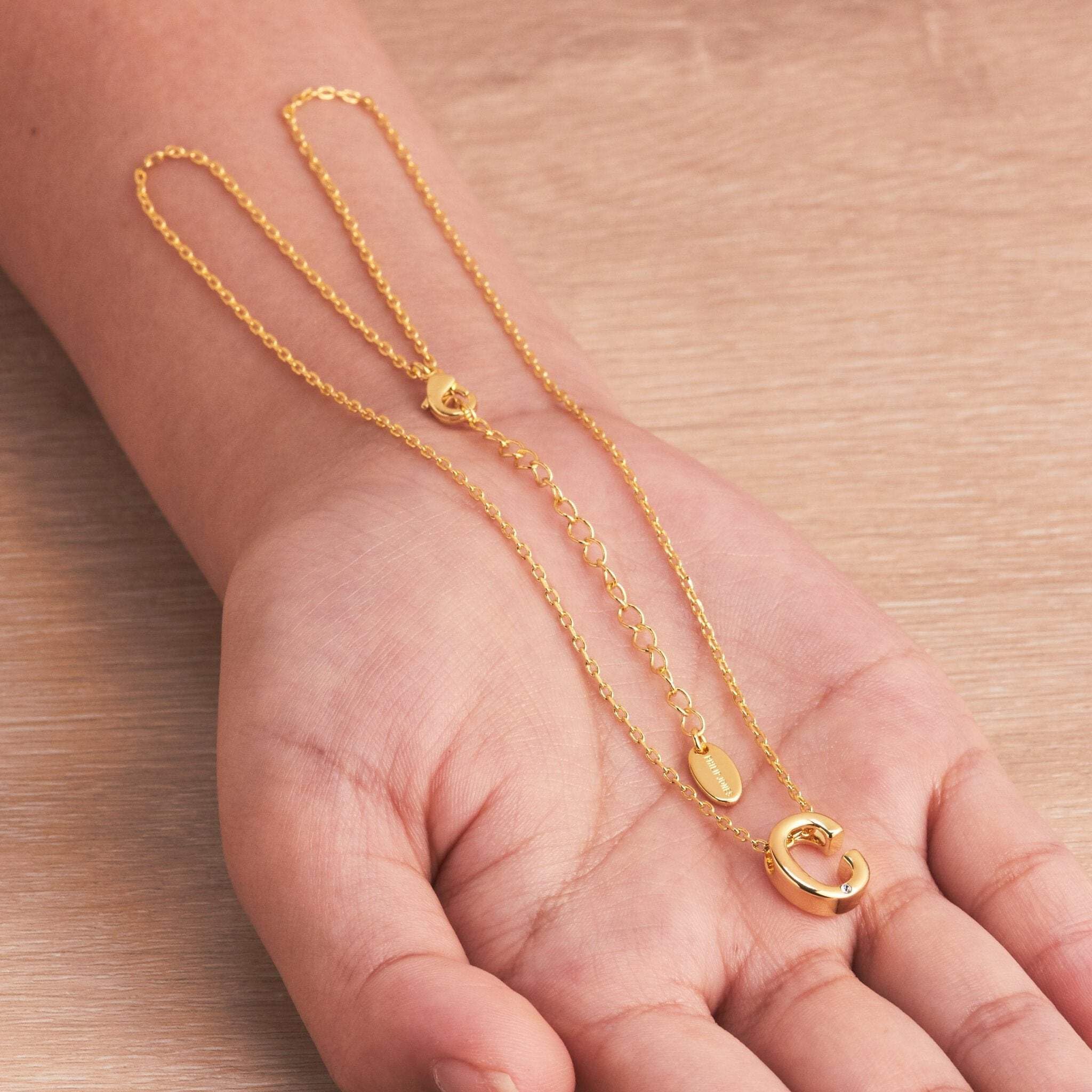 Gold Plated Initial Necklaces A-Z with Zircondia® - Perfect Gift for Her
