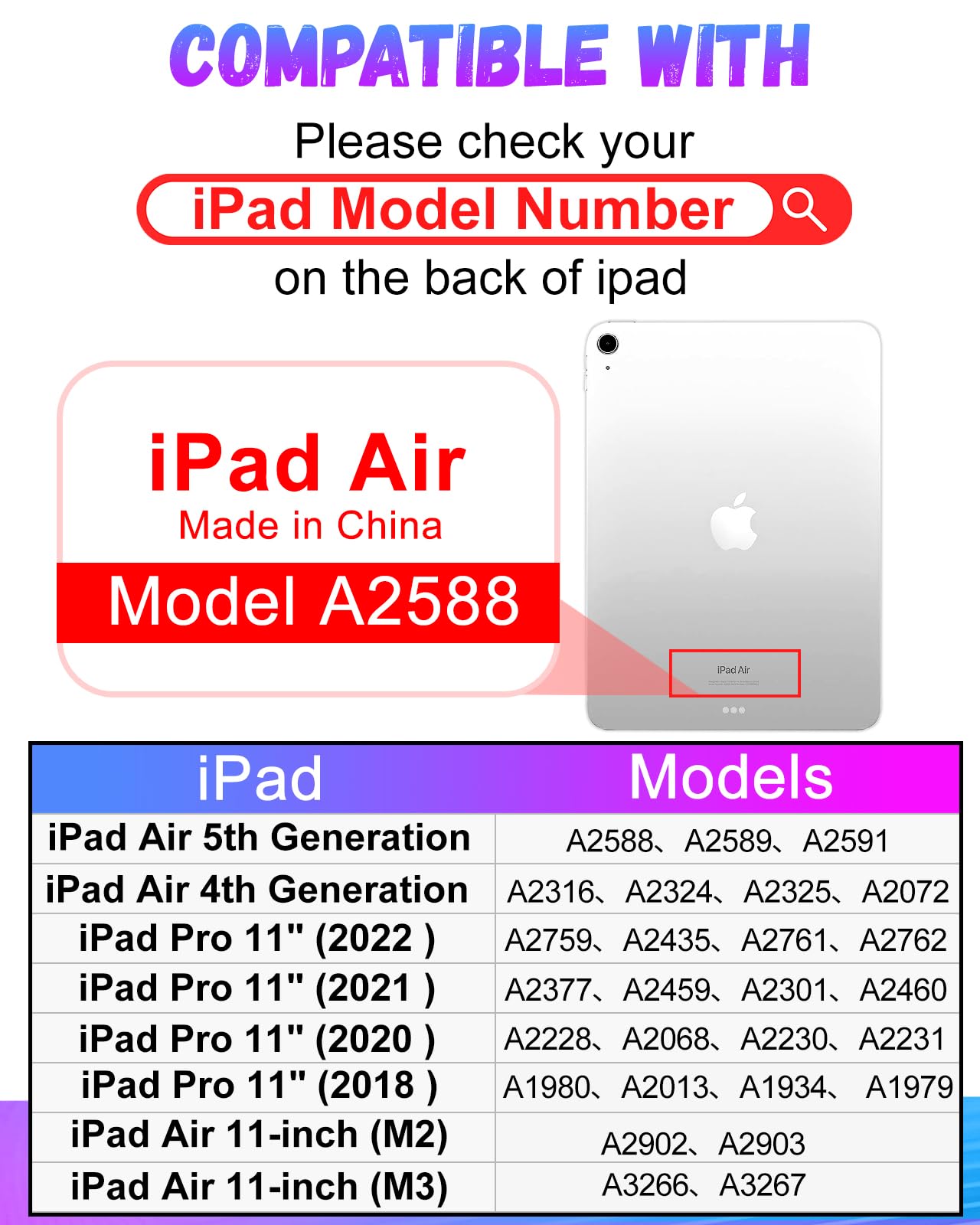 Cute Girly iPad Air 11 Case (M2/M3) & iPad Pro 11 Cover - Compatible with iPad Air 5th/4th Gen 10.9 & iPad Pro 11 (2024/2025/2022/2020) | Folio Stand with Pencil Holder | Perfect for Kids, Women & Girls - School, Work & Travel Protection