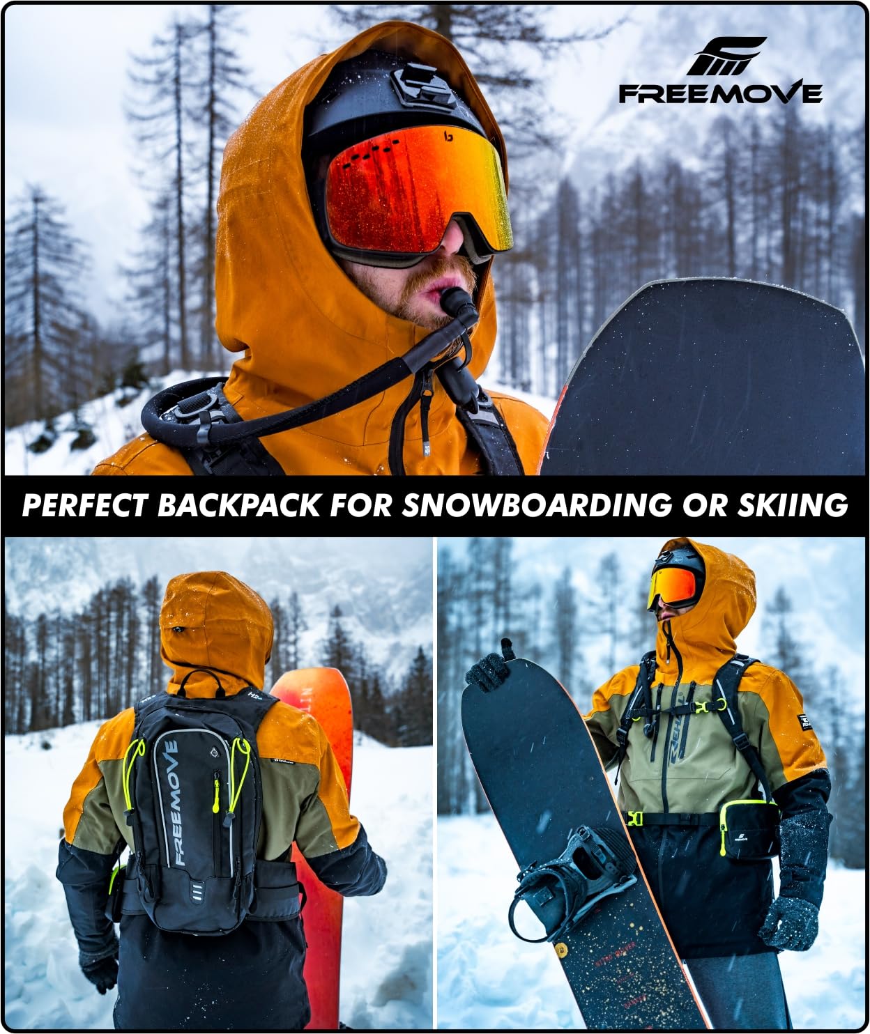 FREEMOVE 3-in-1 Hydration Water Backpack with 2L BPA-Free Bladder & Insulated Cooler - Lightweight Hydration Pack for Hiking, Cycling, Running & Outdoor Sports - Perfect for Camping, Fitness Training and Summer Adventures