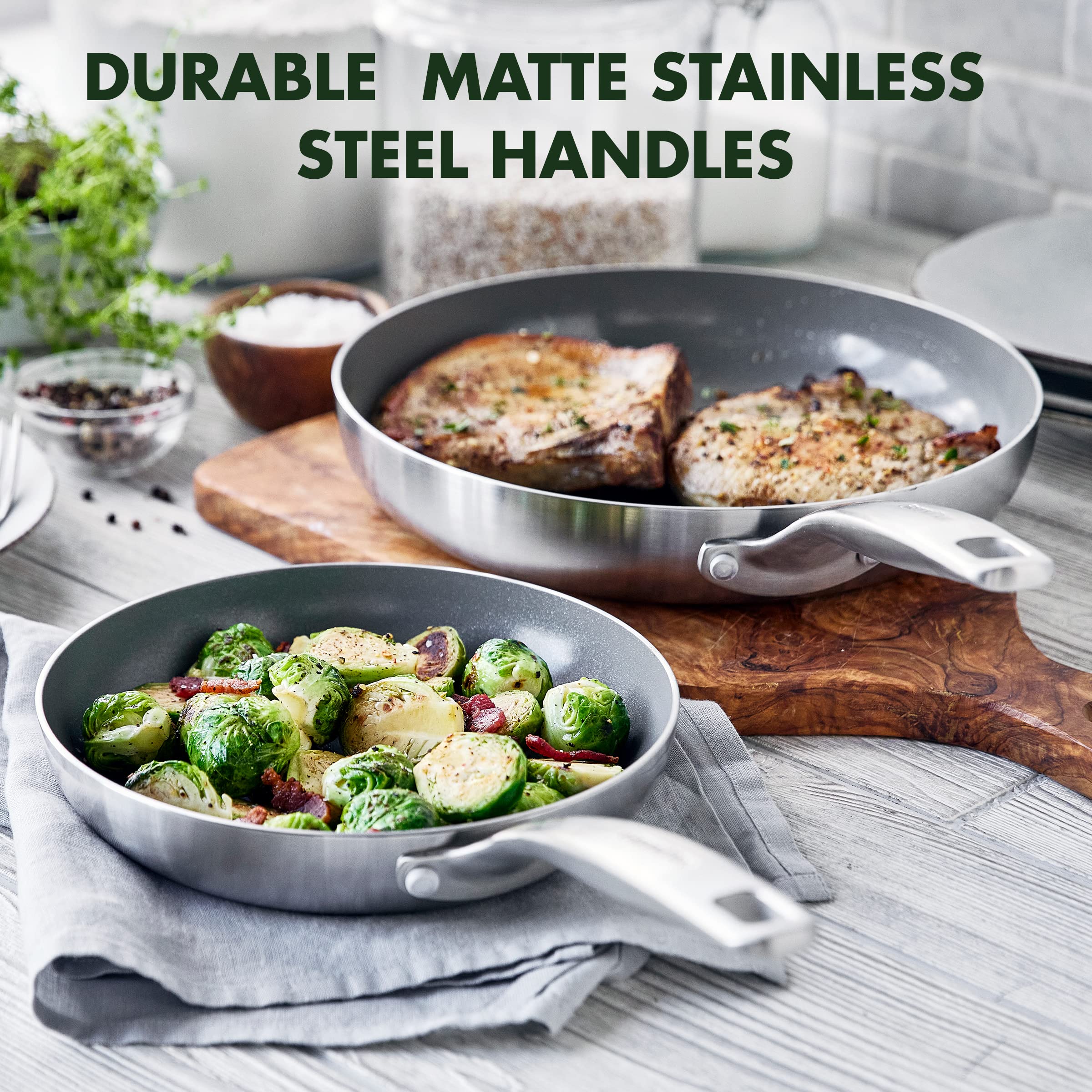 GreenPan Chatham 12-Piece Tri-Ply Stainless Steel Cookware Set - PFAS & PFOA-Free Healthy Ceramic Nonstick Coating, Induction Compatible, Oven & Dishwasher Safe for Everyday Cooking & Professional Kitchens
