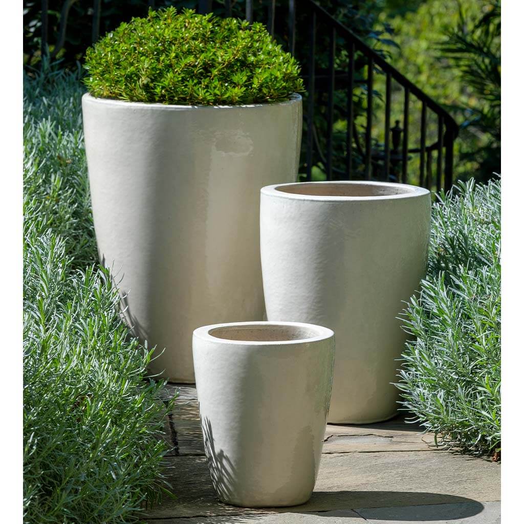 Campania International Marta Planter Set of 3 - Cream Ceramic Flower Pots for Indoor Plants, Succulents & Home Decor | Perfect for Living Room, Patio & Garden Decorations
