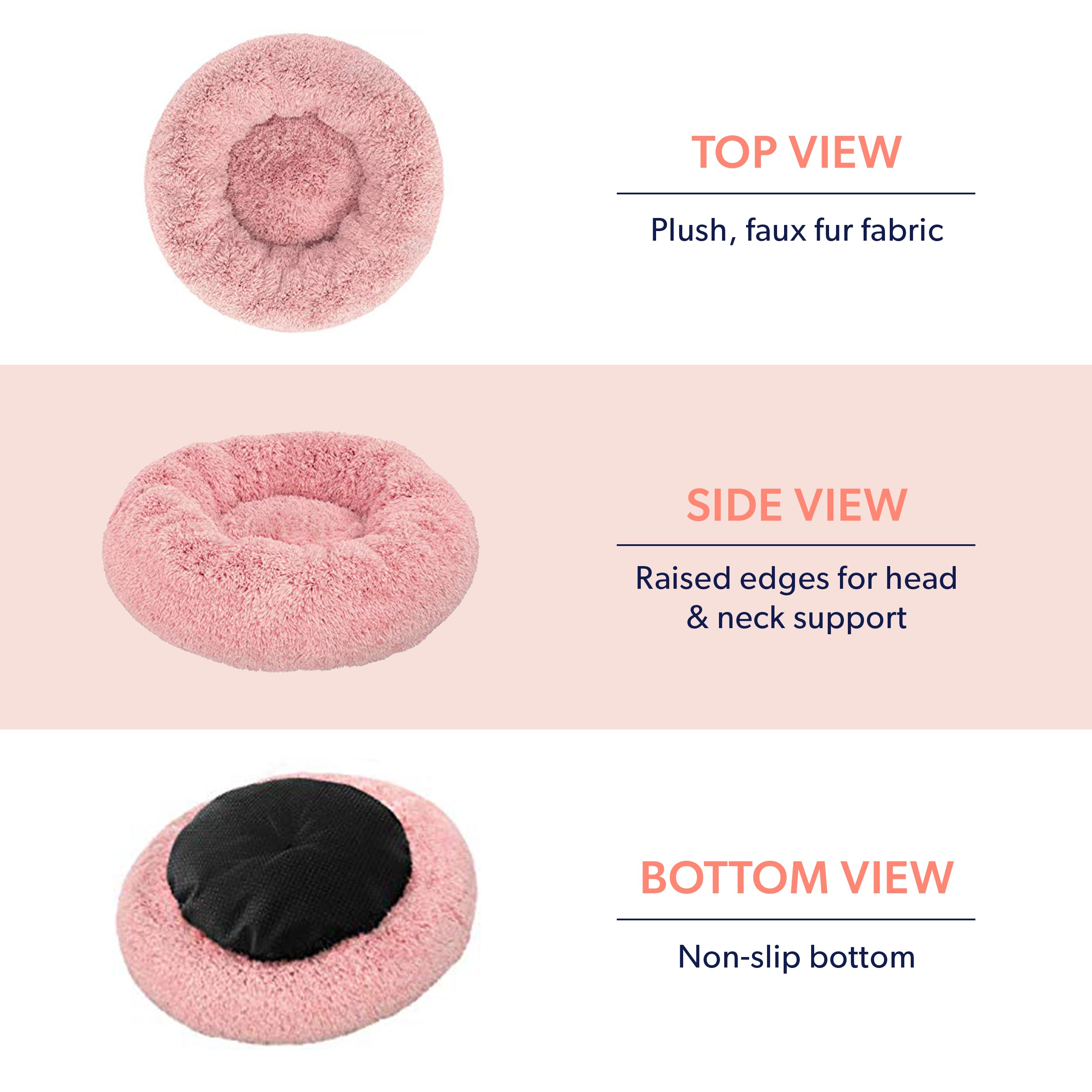 Active Pets Calming Plush Donut Dog Bed - Orthopedic Joint Support, Anxiety Relief for Dogs & Cats - Washable with Removable Cover - Large 36 Inch Beige - Perfect for Nervous Pets, Senior Dogs & Post-Surgery Recovery