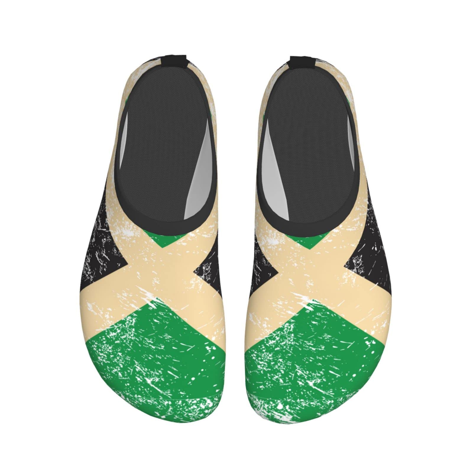 Jamaica Retro Flag Quick Dry Water Shoes for Men & Women - Barefoot Aqua Socks for Surfing, Yoga, Swimming & Beach Activities - Lightweight & Comfortable Beach Footwear