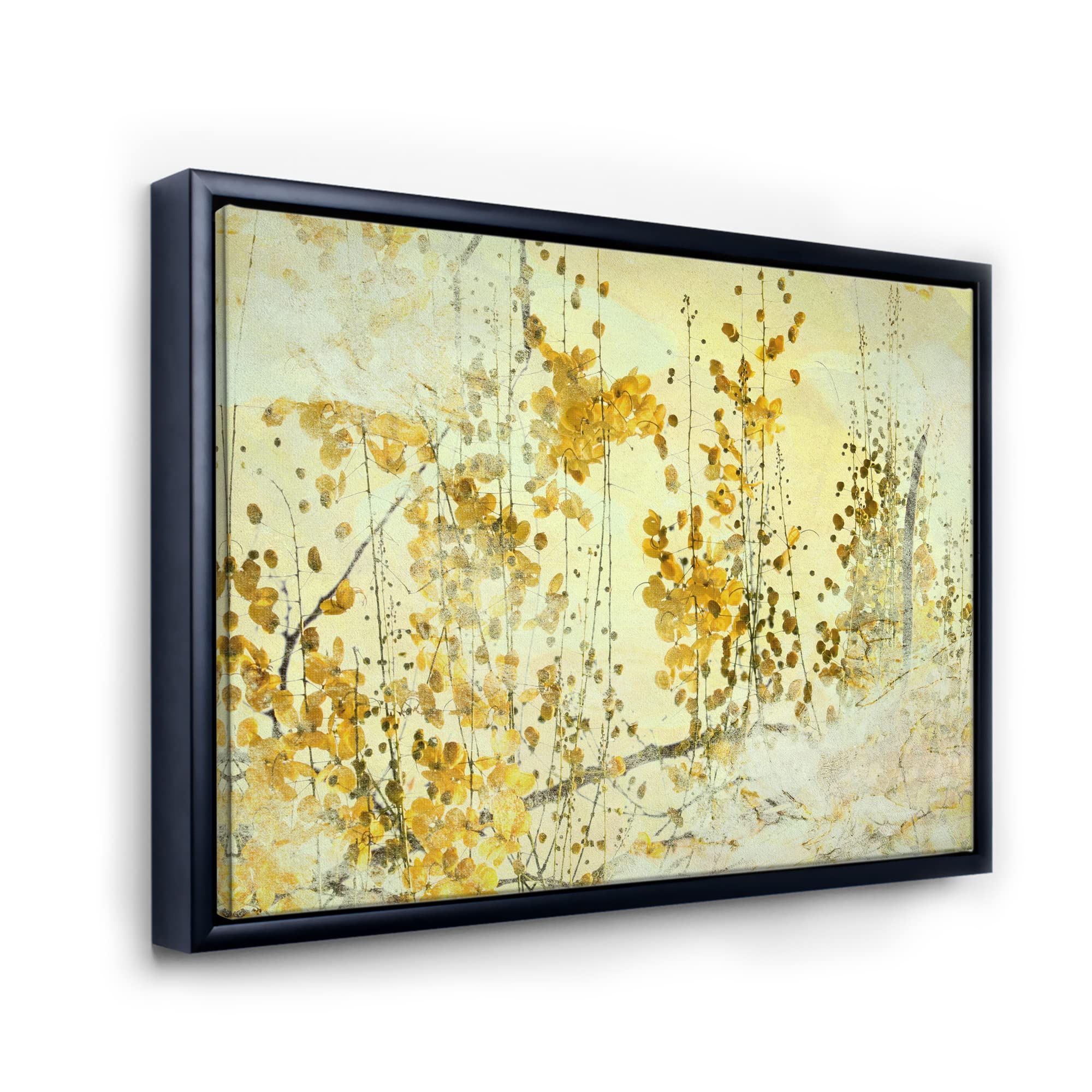 Yellow Flower Grunge Art Print - Modern Framed Canvas Wall Decor for Living Room, Bedroom & Office - Boho Chic Home Decor