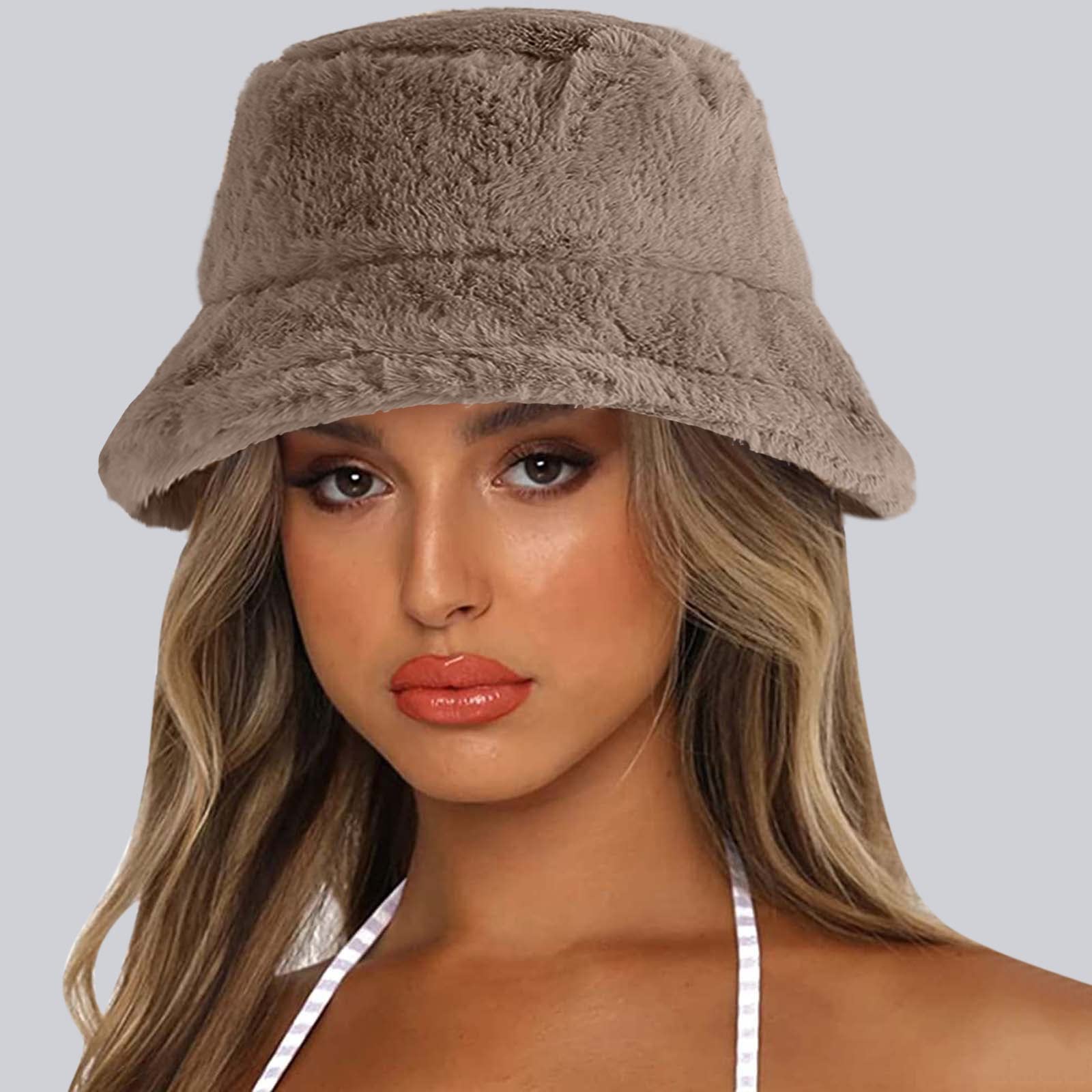 Trendy Cow Print Furry Bucket Hat - Warm Winter Beanie for Men & Women | Thick Knit Fashion Cap for Cold Weather Outdoors, Street Style, and Casual Wear