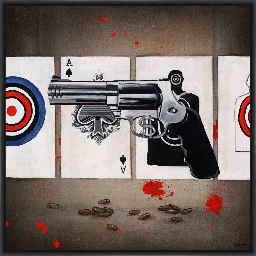 Money Shot II Canvas Wall Art - Black Framed Painting for Living Room, Bedroom & Office Decor