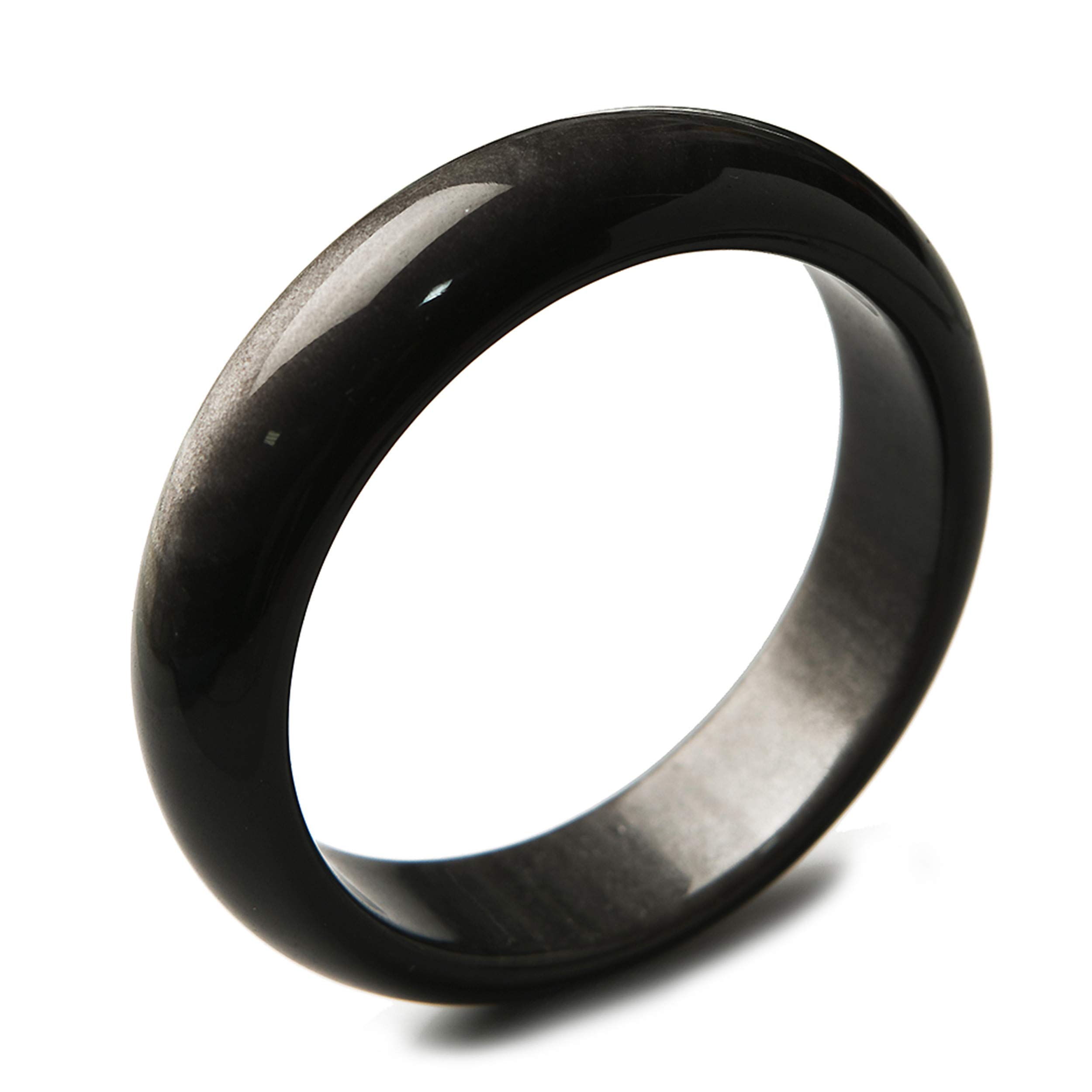 Natural Silver Obsidian Gemstone Crystal Bangle Bracelet for Women - Adjustable Inner Diameter - Perfect for Meditation, Healing & Everyday Wear