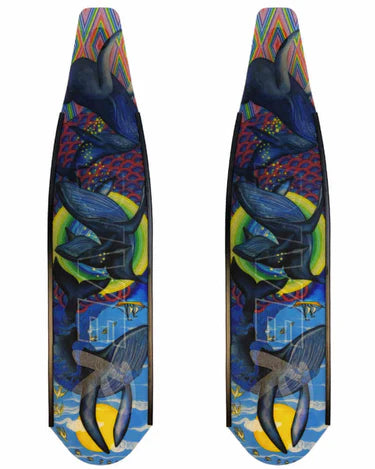 Naomi Gittoes Free Diving Fin Blades - Premium Humpback Whale Design for Scuba & Spearfishing - Perfect for Ocean Adventures & Underwater Photography