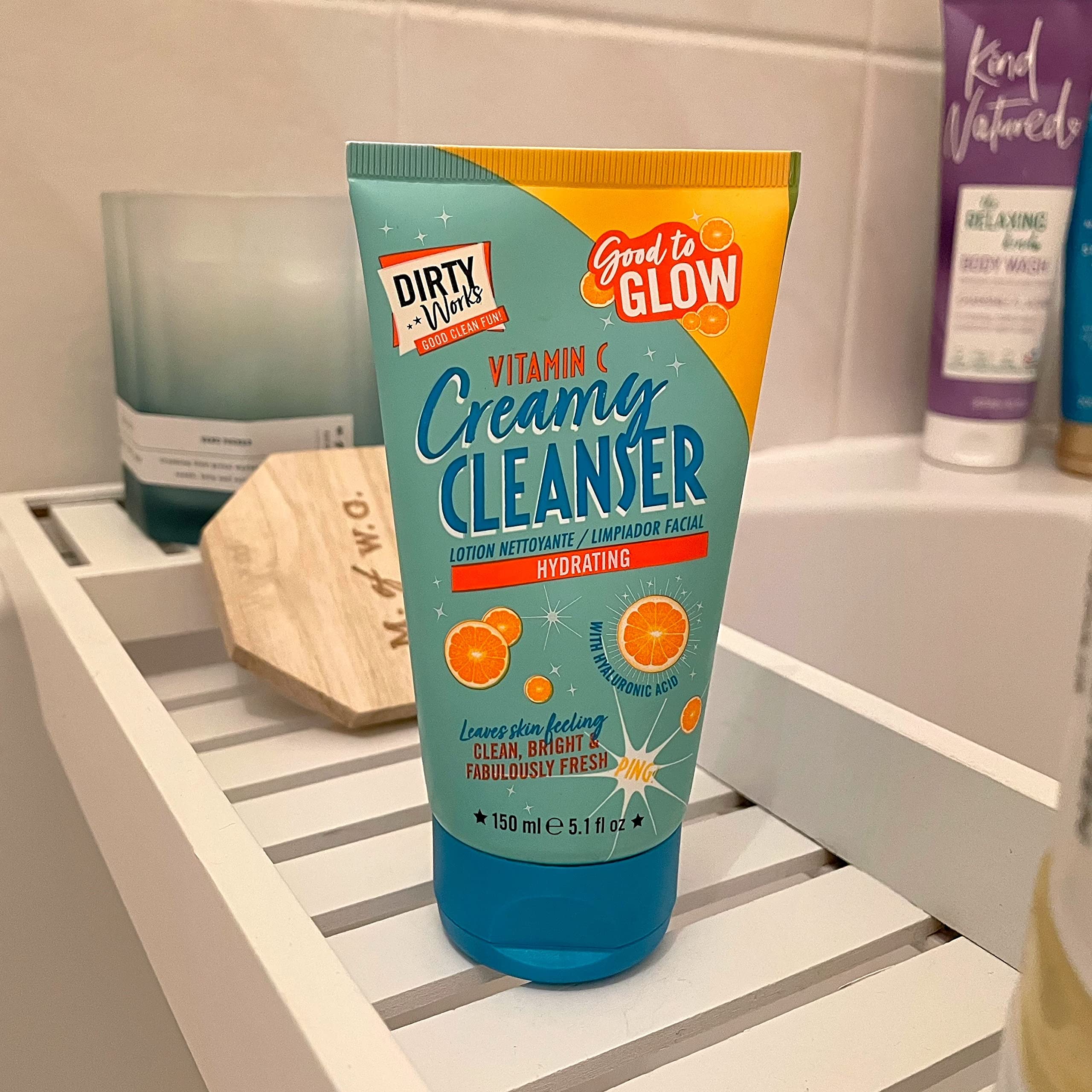 Dirty Works Good to Glow Facial Cleanser 150ml - Gentle Exfoliating Face Wash for Glowing Skin | Perfect for Daily Skincare Routine & Travel