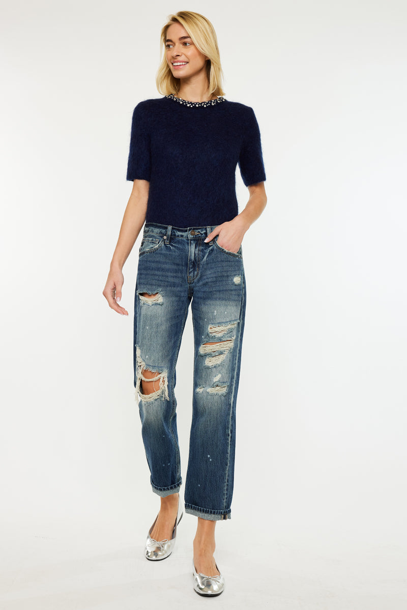 Charlize Mid Rise Boyfriend Jeans for Women - Comfortable Stretch Denim Pants with Relaxed Fit | Perfect for Casual Wear, Weekend Outfits & Everyday Style