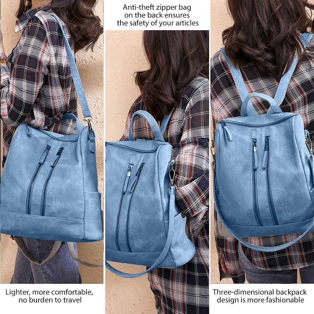 Stylish Women's Leather Backpack Purse - Small Waterproof Anti-Theft Shoulder Bag & Handbag for Travel, Work & Daily Use