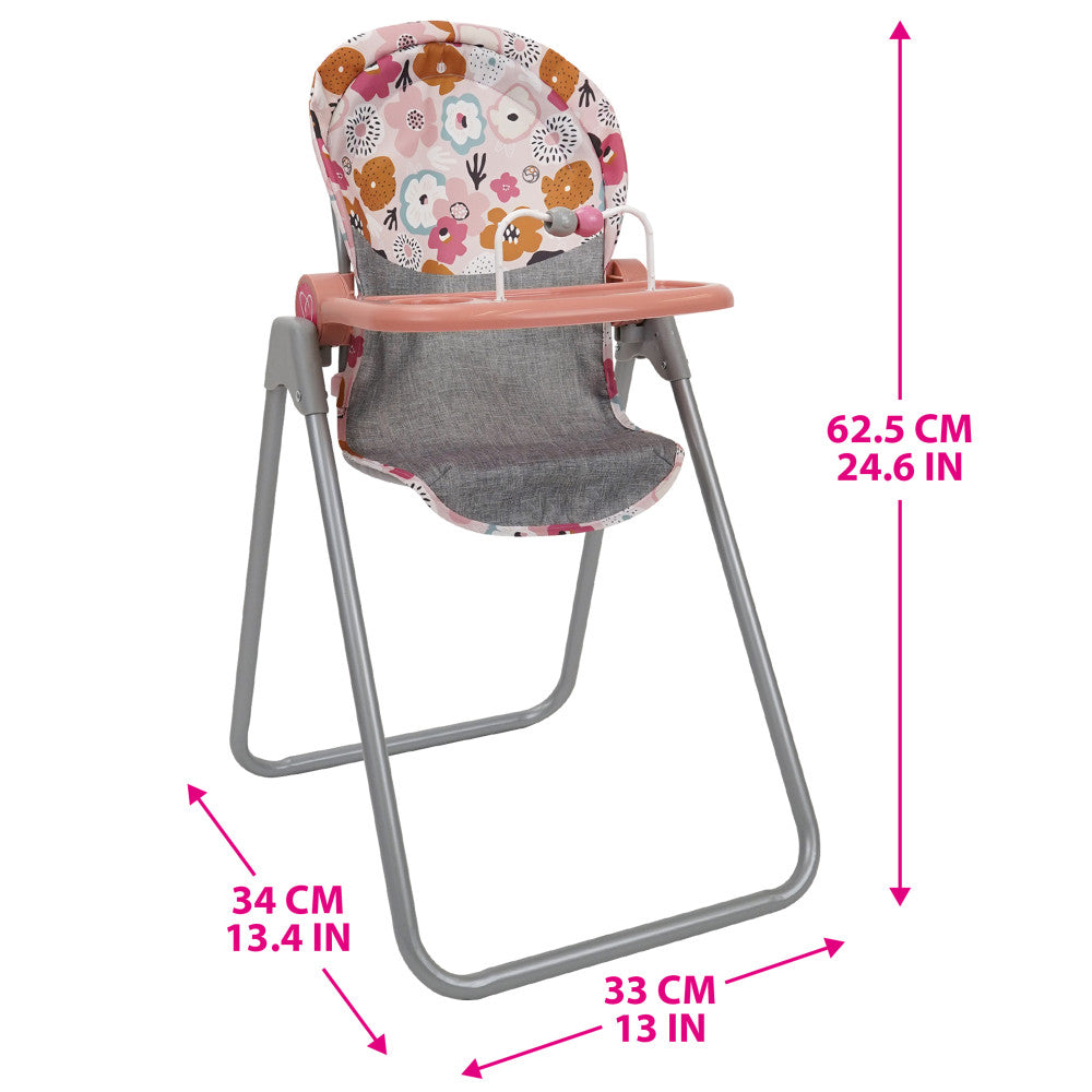 509 Crew Melange Flora Foodie Doll Highchair Set for Toddlers Ages 3+ - Pretend Play Kitchen Accessory for Kids, Perfect for Tea Parties & Role-Playing Games