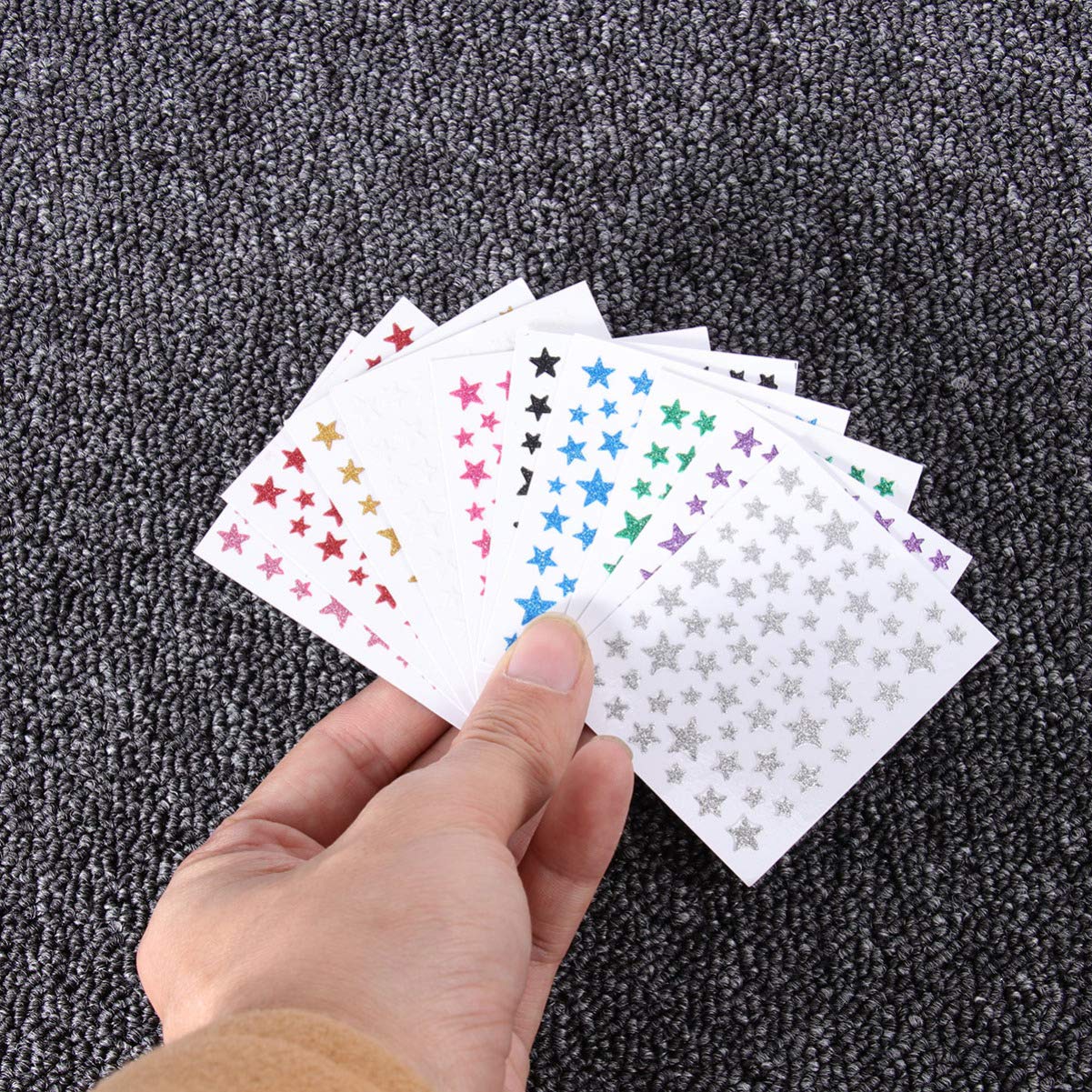 Lurrose 10 Sheet Glitter Star Nail Art Stickers - DIY Self-Adhesive Nail Decals for Women & Girls - Perfect for Parties, Salons & Home Manicures