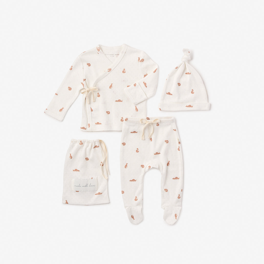 Organic Cotton Fox Printed Baby Layette Set - Soft & Comfortable Newborn Outfit for Boys & Girls - Perfect for Gifts, Photo Shoots & Everyday Wear