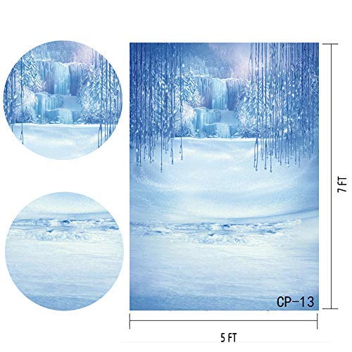 LYWYGG 5x7ft Winter Photography Backdrop - Snowy Ice Crystal Christmas Background for Kids Photo Studio Props | Perfect for Holiday Portraits, Newborn Shoots & Seasonal Decorations