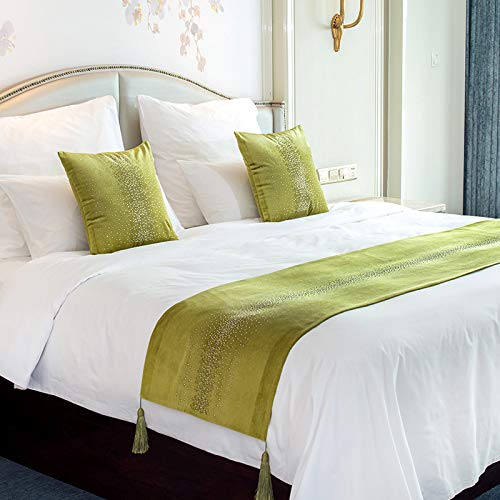 Luxury Velvet Bed Runner for Hotels & Inns - 45x210cm Elegant Starry White Bed Flag with Hot Drilling Design | Perfect for Upscale Bedroom Decor, Wedding Guest Rooms & Boutique Hotels