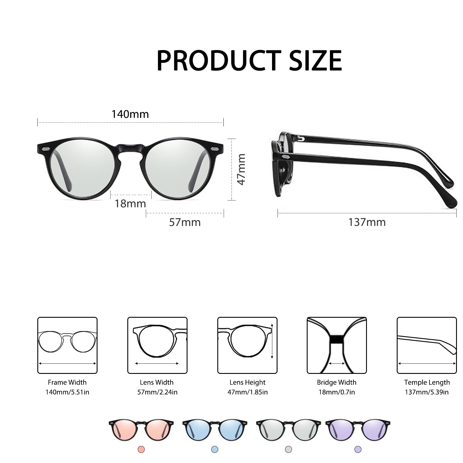 Photochromic Polarized Sunglasses for Men & Women - UV Protection Round Clear Lens Driving Glasses - Anti Glare Eyewear for Outdoor Sports, Cycling & Daily Wear