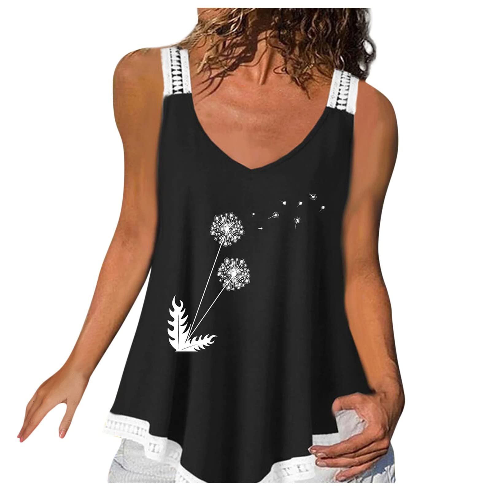 Stylish Women's Short Sleeve V-Neck Lace Trim Casual Top - A-Line Fit, Breathable Fabric (Black, XL) - Perfect for Summer Outings, Office Wear & Date Nights