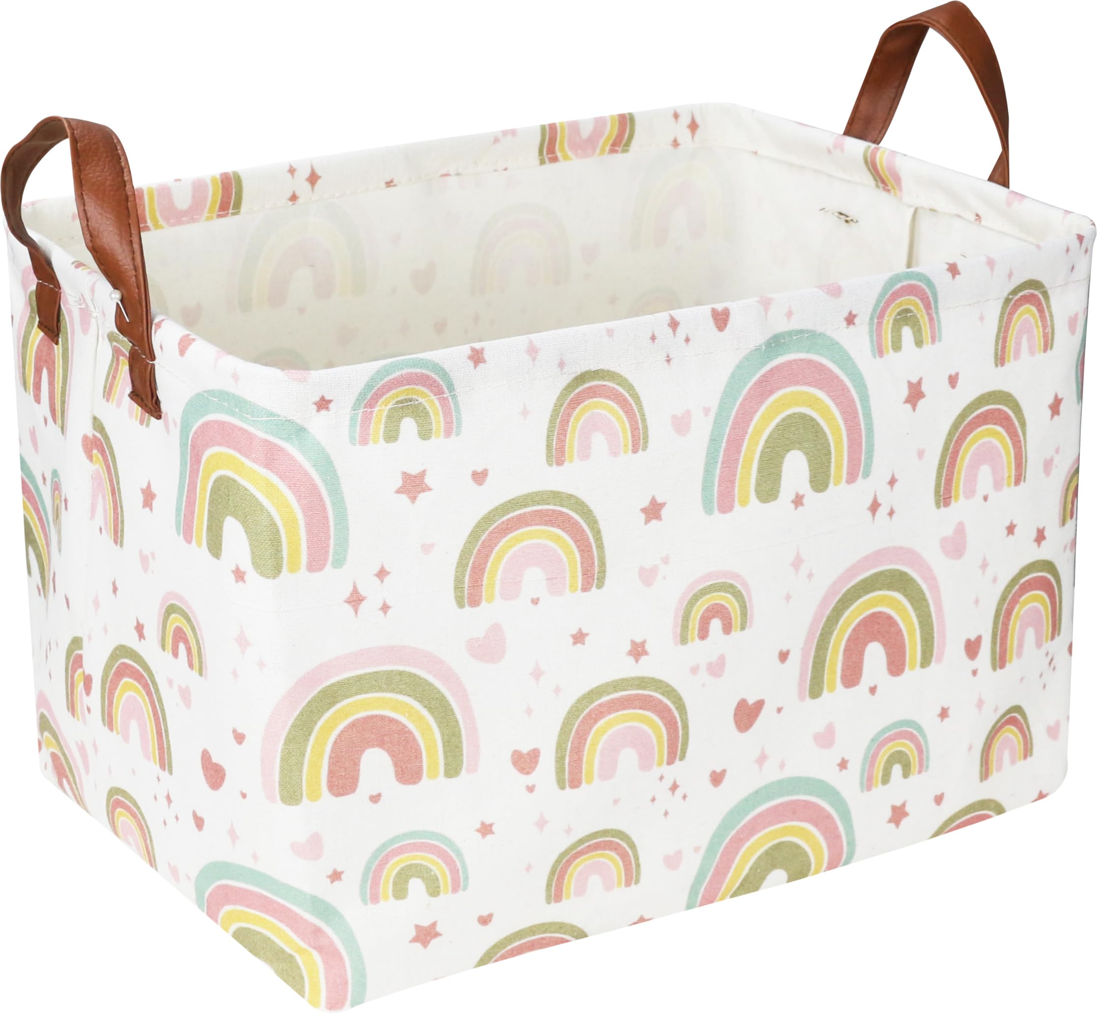 Colorful Rainbow Print Kids Toy Storage Basket - Waterproof Rectangular Organizer for Playroom, Nursery & Home Decor - Perfect for Toys, Books & Room Organization