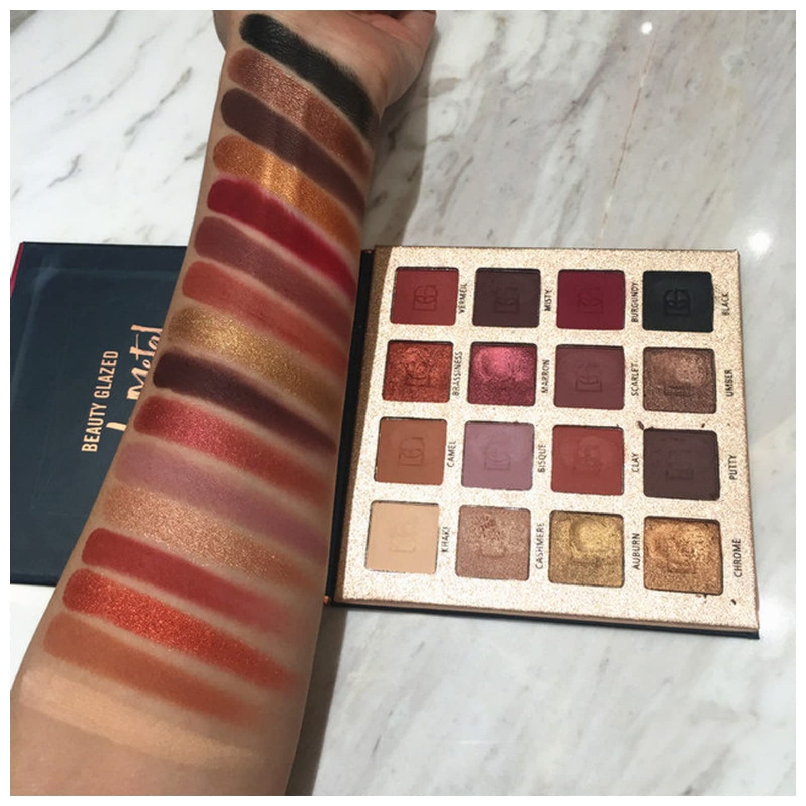 Beauty Glazed 16 Color Eyeshadow Palette - Matte, Shimmer & Glitter Eyeshadows for Professional Makeup | Long-Lasting & Highly Pigmented | Perfect for Day, Night & Special Occasions