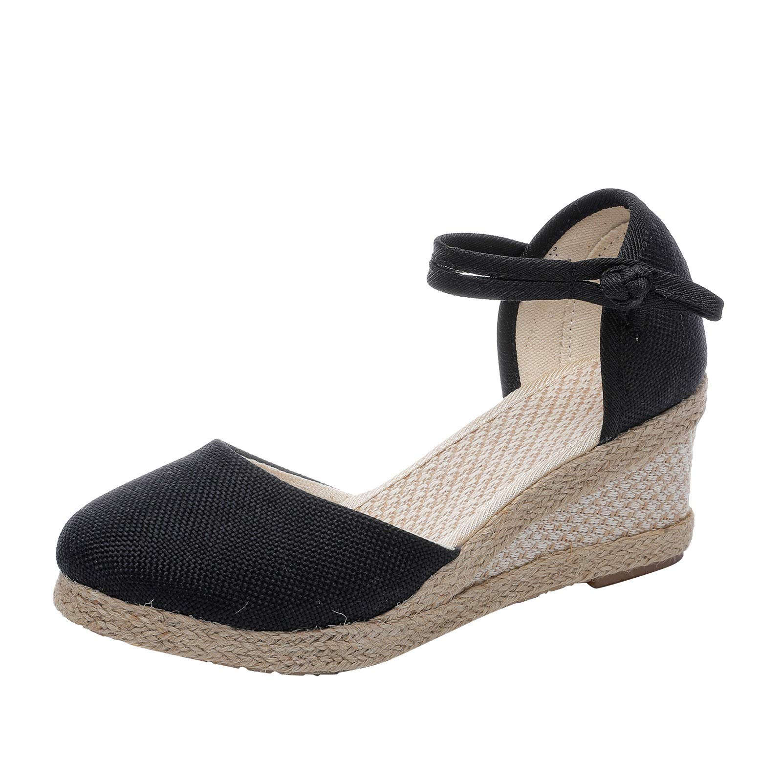 Aniywn Women's Closed Toe Retro Wedge Sandals - Casual Buckle Strap Espadrilles for Ladies | Perfect for Summer Outings, Beach Vacations & Everyday Comfort