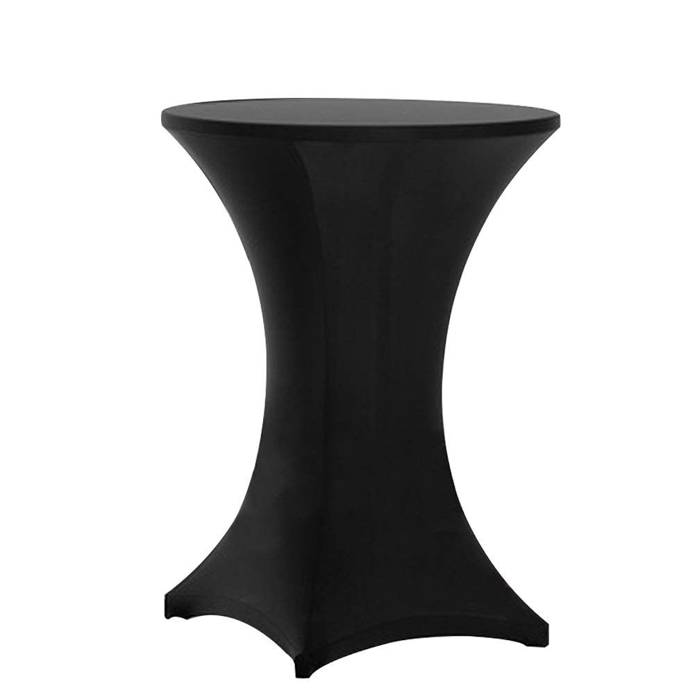 24x43 Inch Black Highboy Spandex Cocktail Table Cover - Stretch Fitted Tablecloth for Round Bar Tables - Perfect for Weddings, Parties & Events