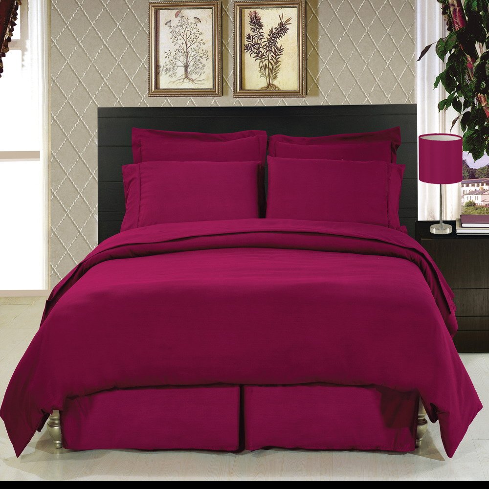 Queen Size Solid Burgundy 8-Piece Bedding Set - Ultra Soft Microfiber Sheets, Duvet Cover & Pillowcases - Luxury Bedroom Decor for Master Bedroom or Guest Room