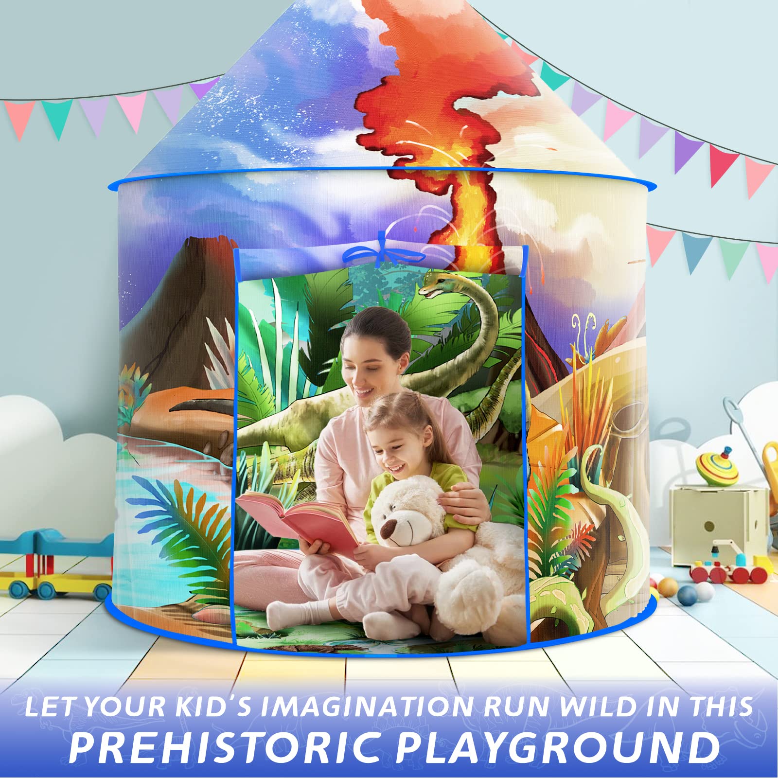 Dinosaur Play Tent for Kids - Foldable Pop-Up Adventure Tent for Indoor & Outdoor Fun | Perfect for Camping, Playrooms & Backyard Adventures