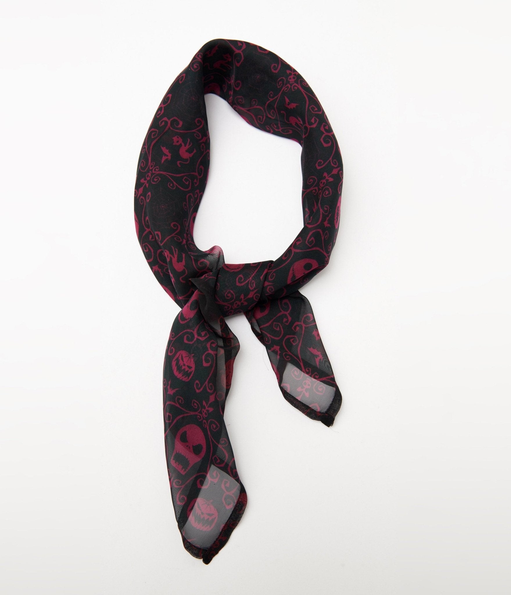 Unique Vintage The Nightmare Before Christmas Jack Skellington Hair Scarf - Purple Eggplant Print Fashion Accessory for Halloween, Cosplay & Disney Fans