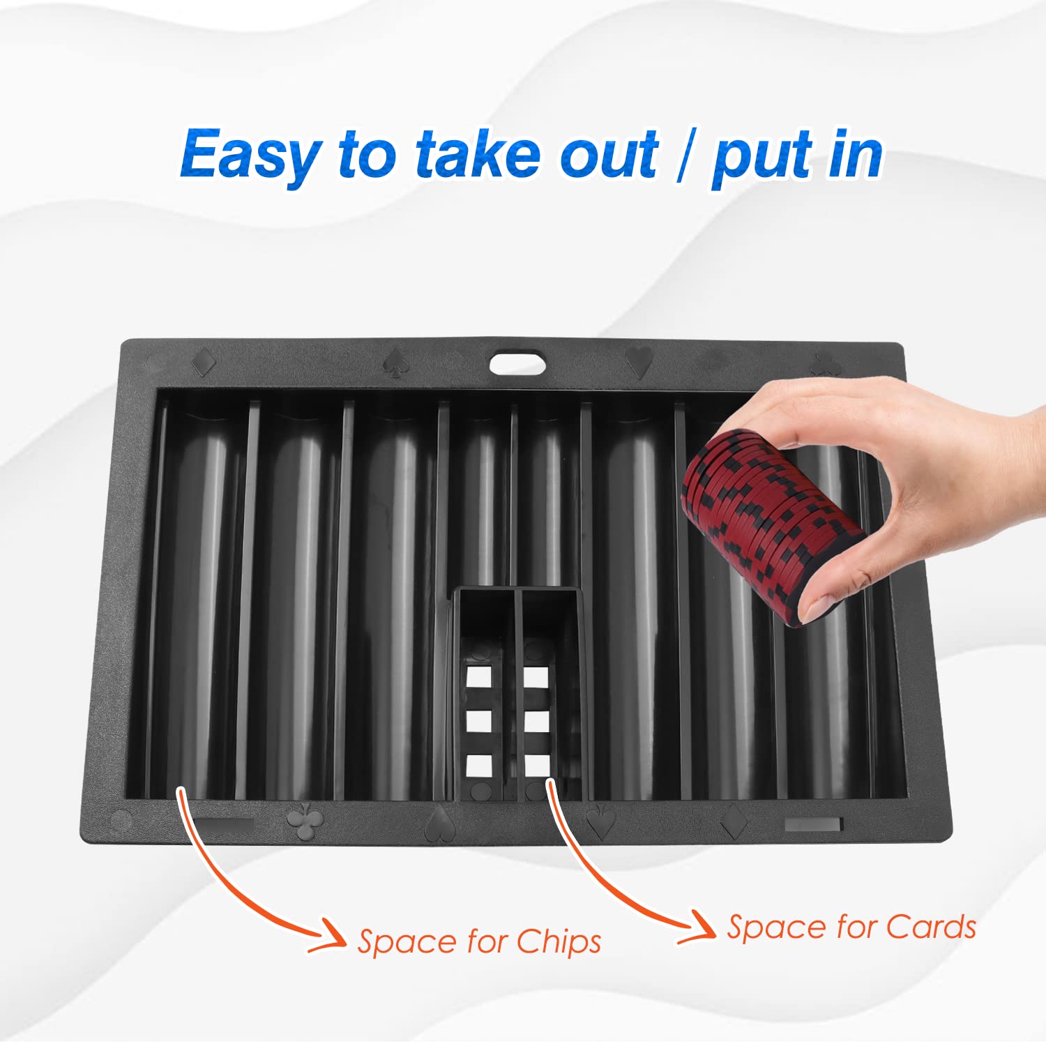GSE Professional Casino Poker Chip Tray - Las Vegas Style Dealer Chip Holder for Poker Games, Tournaments & Home Game Nights