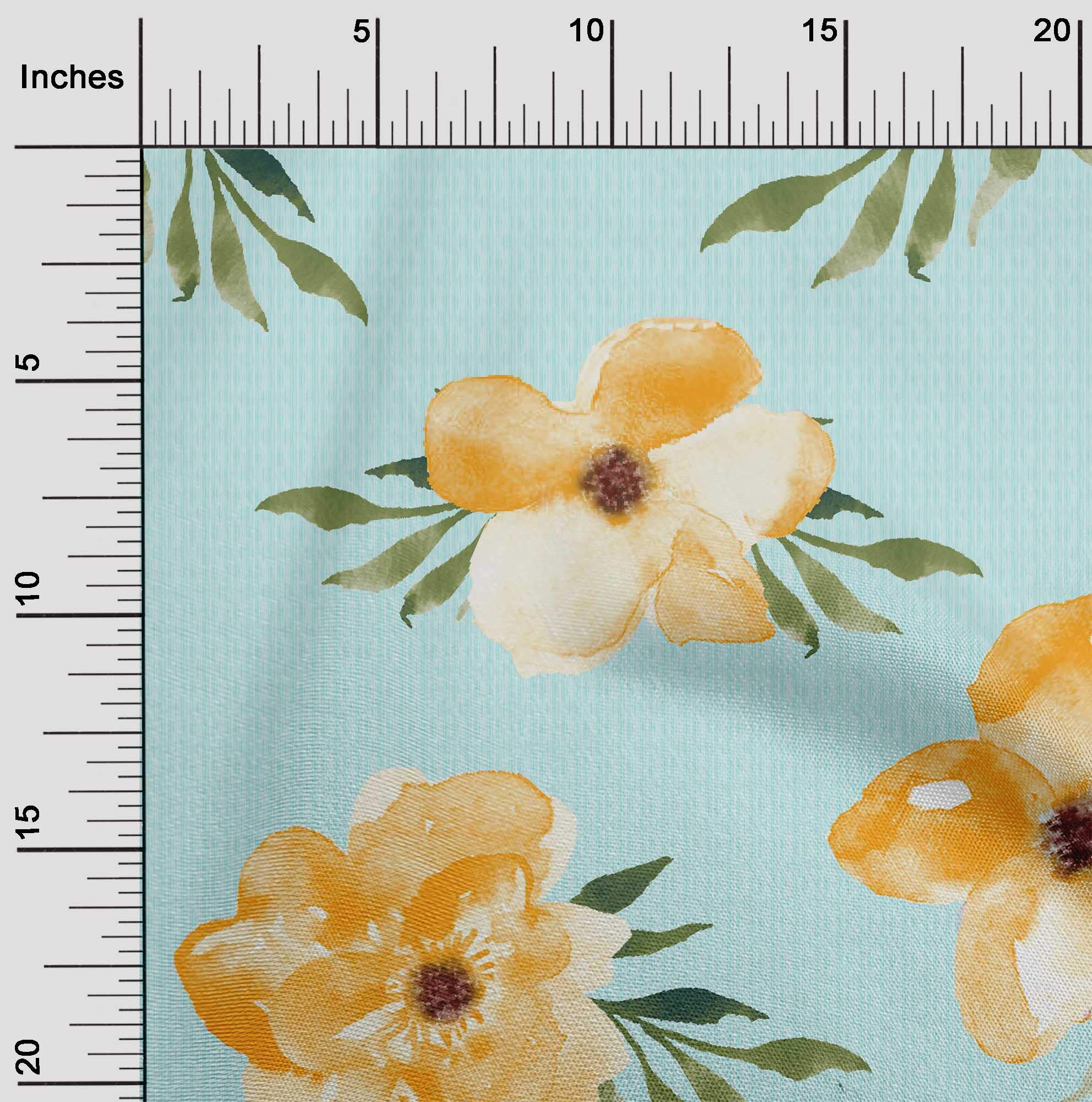Premium Cotton Silk Fabric - Watercolor Leaves & Floral Print - 42 Inch Wide by the Yard | Perfect for Dresses, Scarves, Home Decor & DIY Crafts