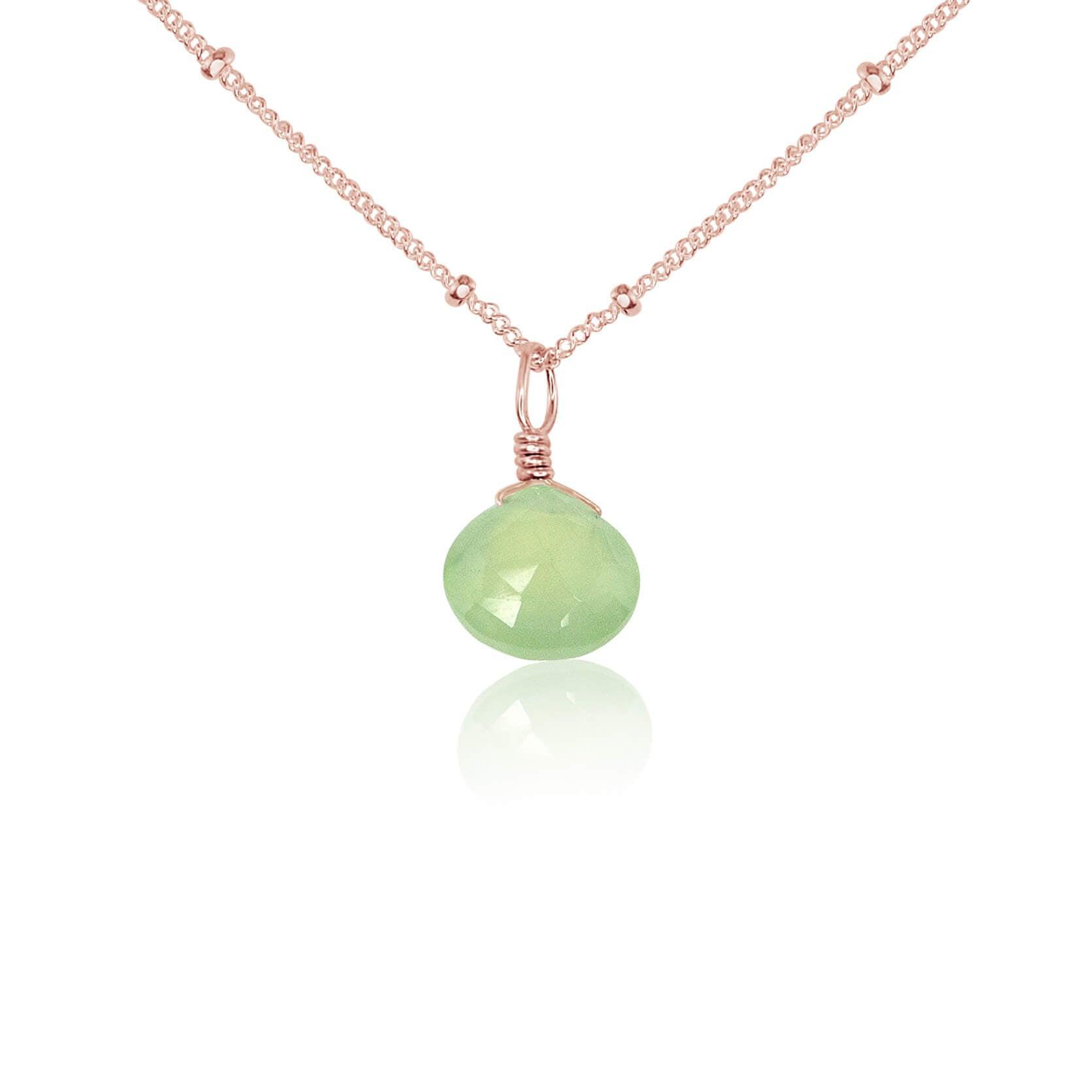 Natural Prehnite Teardrop Pendant Necklace - Healing Crystal Jewelry for Women, Dainty Gemstone Necklace for Meditation, Energy Balancing & Spiritual Gifts