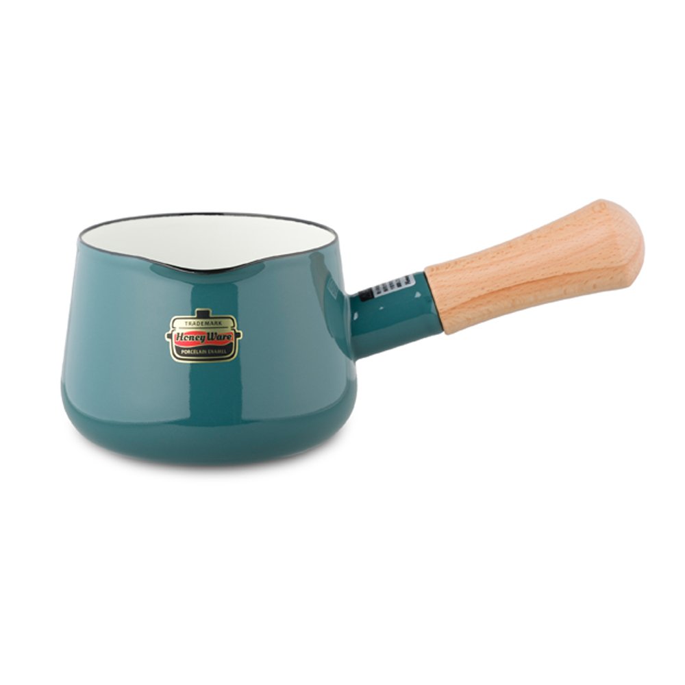 Fuji Hollow Painted Milk Pan - 4.7 Inch (12cm) Smoke Blue Non-Stick Saucepan for Coffee, Tea & Milk - Solid SD-12M SB Perfect for Home Kitchen & Cafe Use