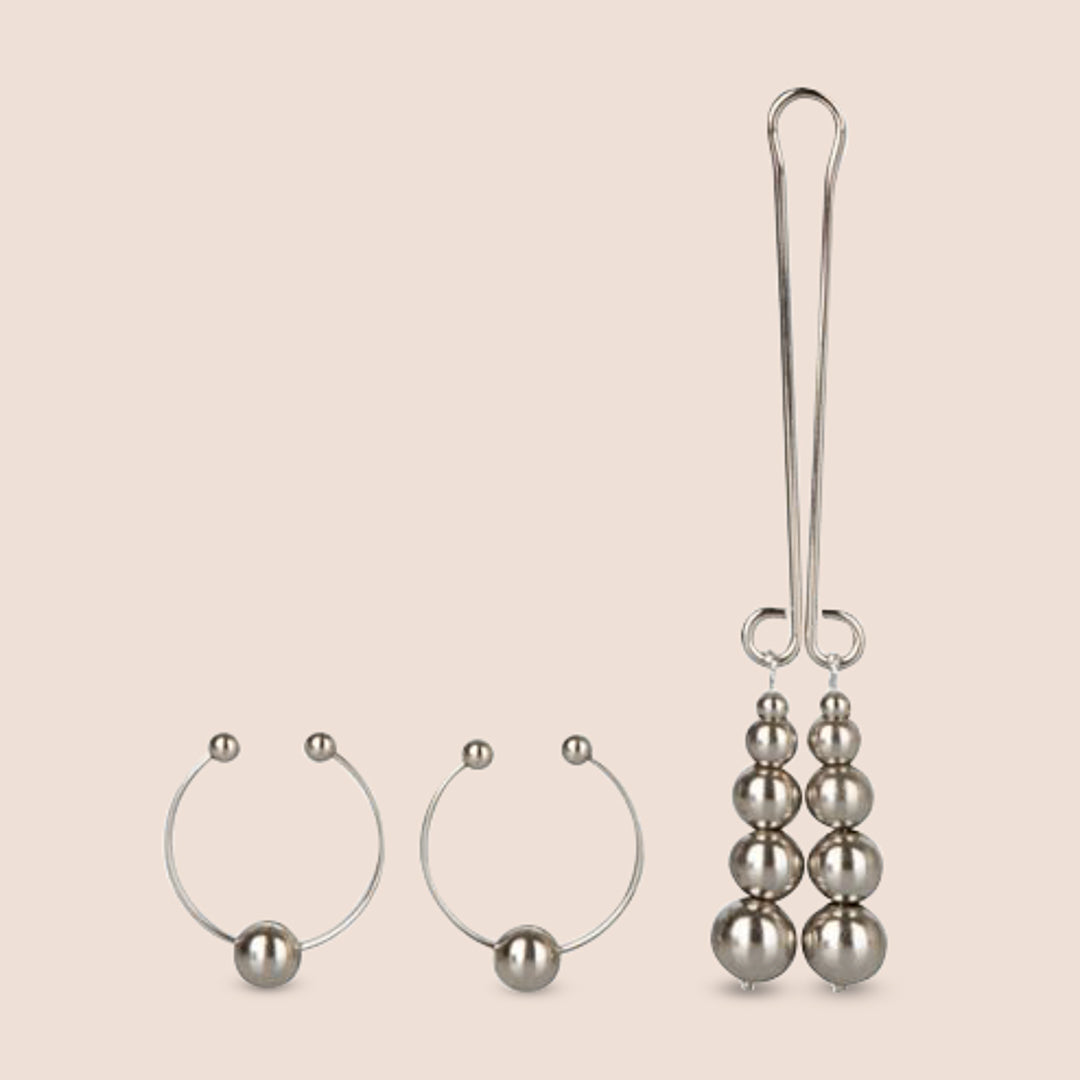Silver Nipple and Clitoral Jewelry - Non-Piercing Body Jewelry for Sensual Wear & Intimate Accessories | Perfect for Adults, Couples Play & Special Occasions
