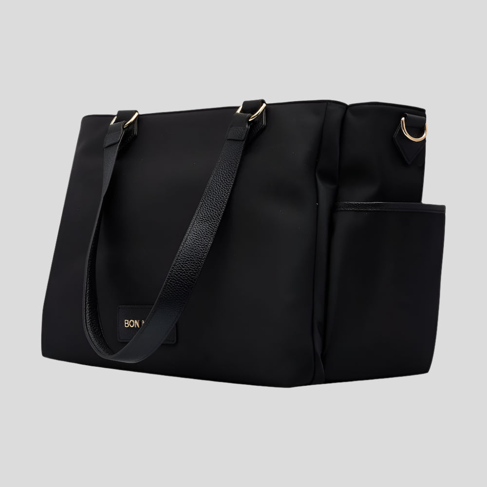Stylish Black Nylon Carryall Tote Bag with Matching Pouch - Perfect for Work, Travel & Everyday Use