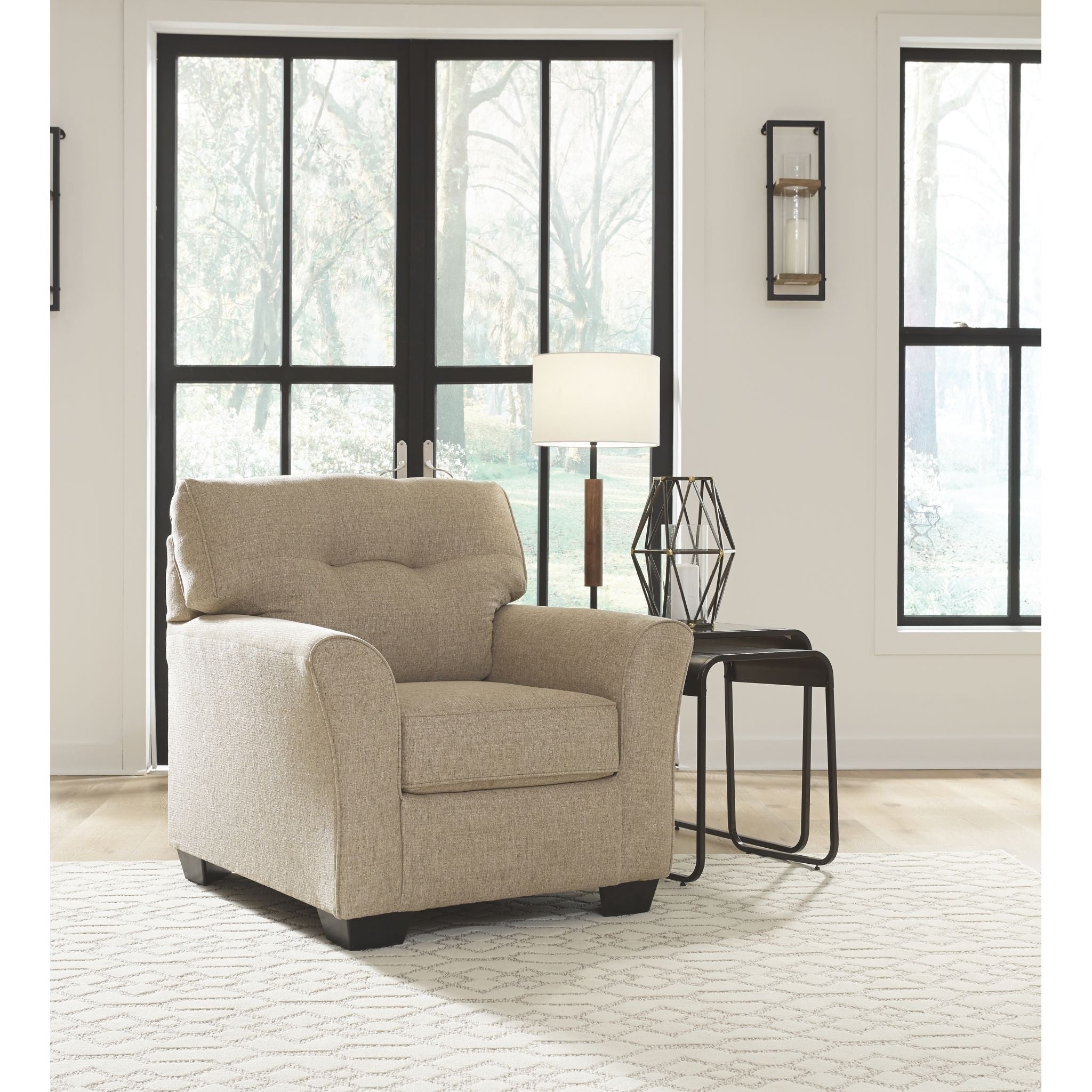 Ardmead Chair - Modern Putty Accent Chair for Living Room, Bedroom, or Office - Comfortable Upholstered Armchair with Soft Fabric & Sturdy Frame - Perfect for Relaxing, Reading, or Working from Home
