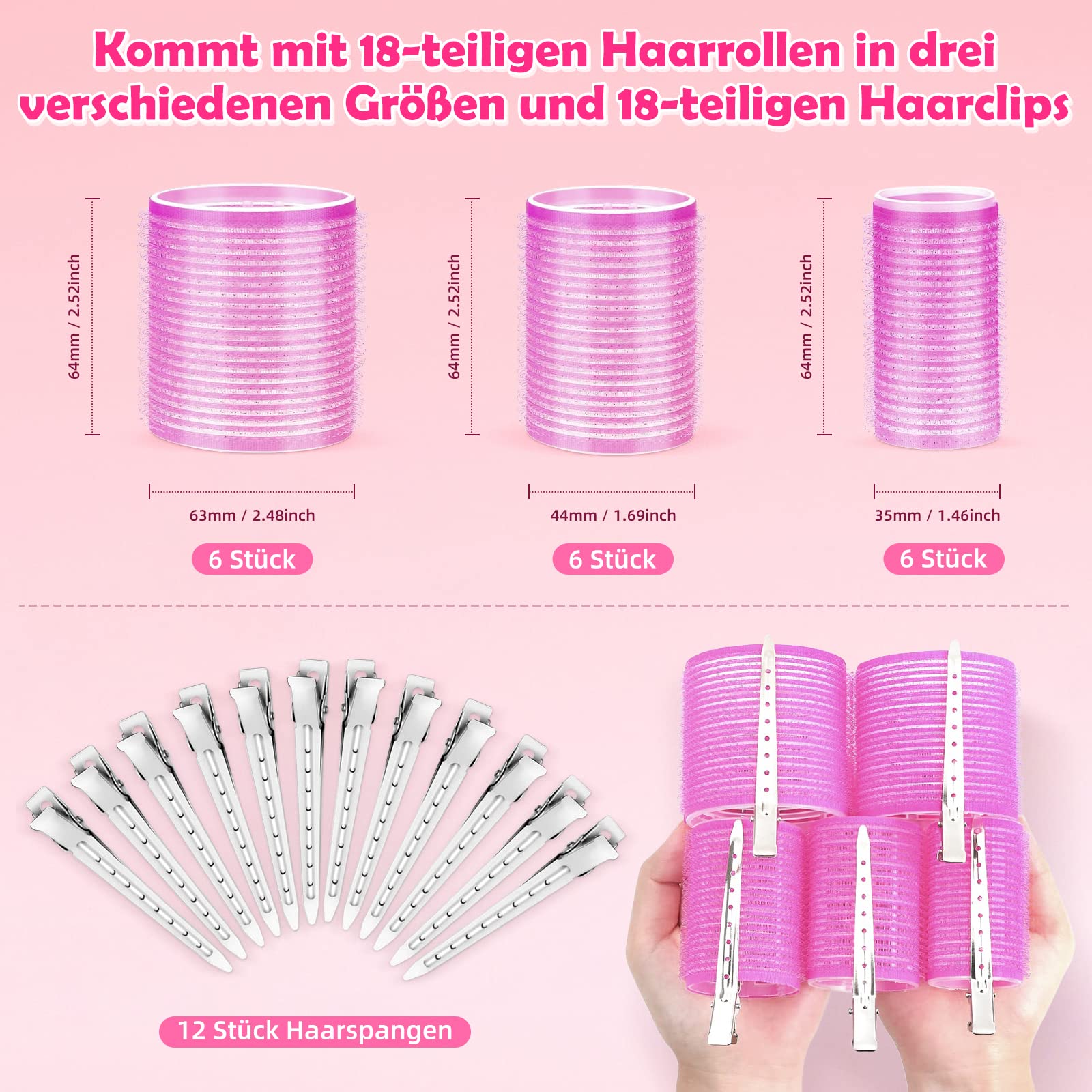 Aulese 30-Piece Hair Rollers Set with 3 Sizes (2.48