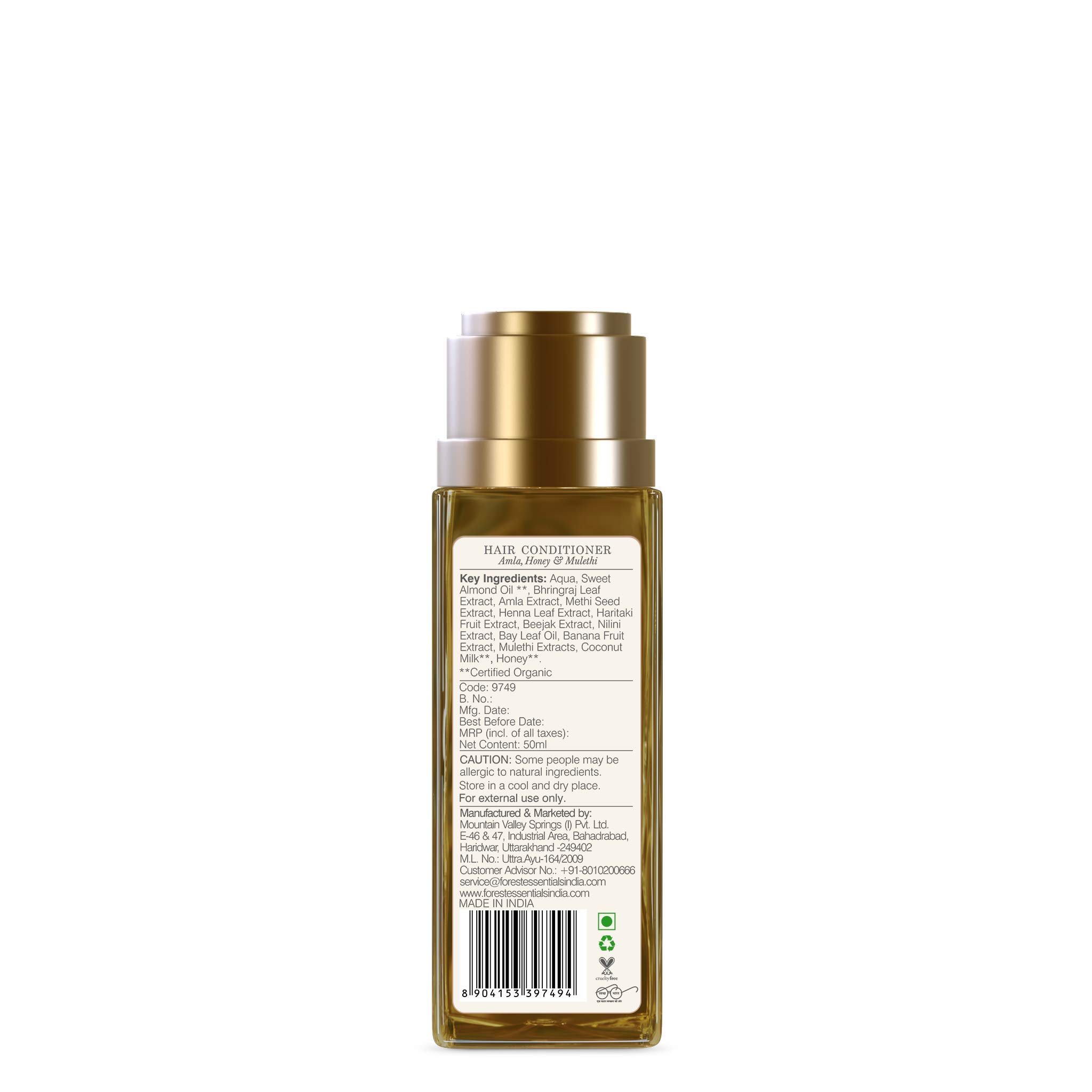 Forest Essentials Travel Size Hair Care Set - Amla Honey & Mulethi Conditioner 50ml + Cleanser 50ml | Natural Ayurvedic Shampoo & Conditioner Duo for Dry Damaged Hair | Perfect for Travel Gym & On-the-Go Hair Care