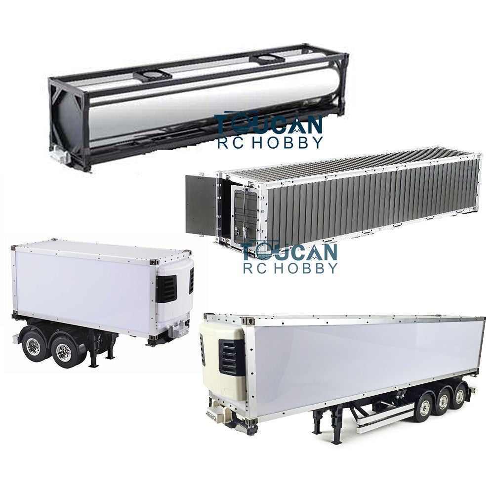 1/14 Scale Remote Controlled RC Tractor Truck with 20ft & 40ft Metal Reefer Container & Oil Tank Trailer - DIY Model Kit for TAMIYA - Perfect for RC Car Enthusiasts & Collectors, Great for Racing, Display, and Realistic Construction Scenes