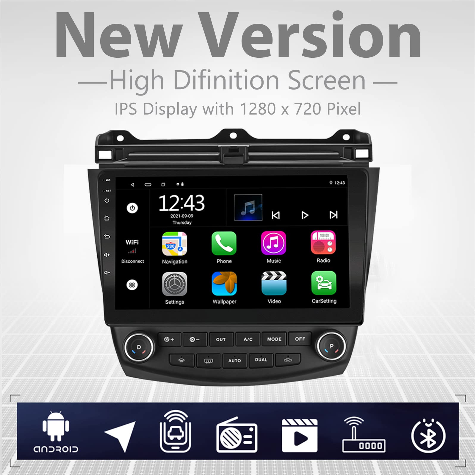 10.1 Inch Android 10.1 Car Stereo with 4G LTE, Octa-Core Processor, Apple CarPlay & Android Auto - HD Touchscreen Bluetooth Radio, 2GB RAM 32GB ROM for 2003-2007 Honda Accord 7th Gen | Perfect for GPS Navigation, Music Streaming & Hands-Free Calling
