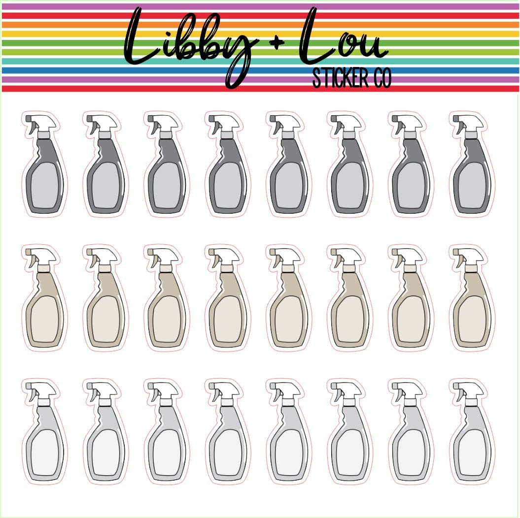 Premium Spray Bottles Planner Stickers Set - Waterproof & Reusable - Libby and Lou Sticker Co | Perfect for Bullet Journals, Planners, Scrapbooking & DIY Crafts